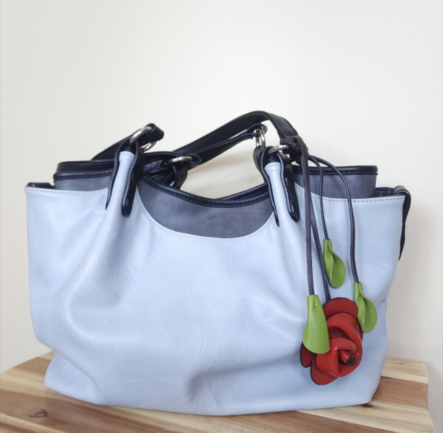 ESPE Light Blue Tote Bag with Rose Detail - photo 3