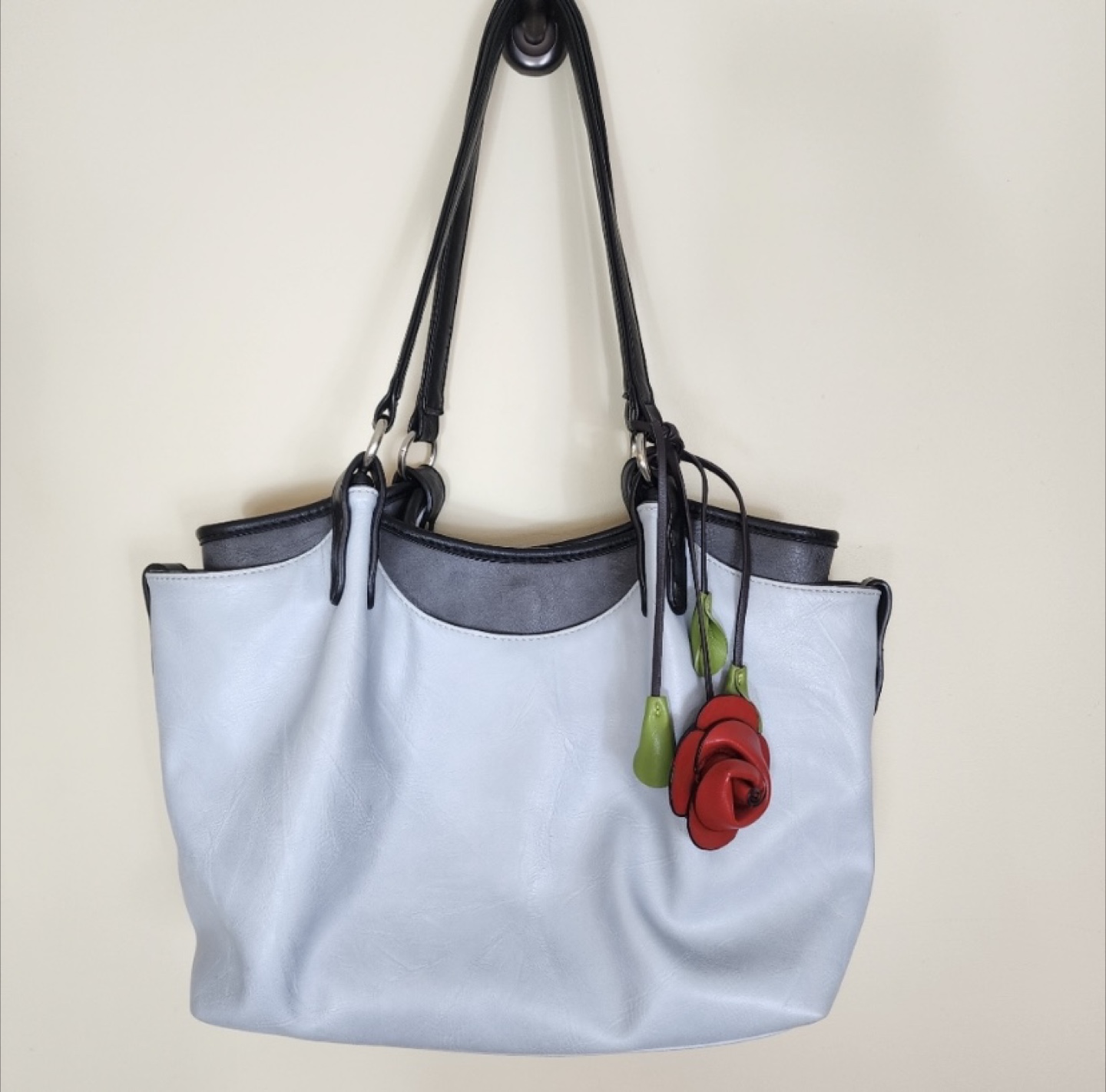 ESPE Light Blue Tote Bag with Rose Detail