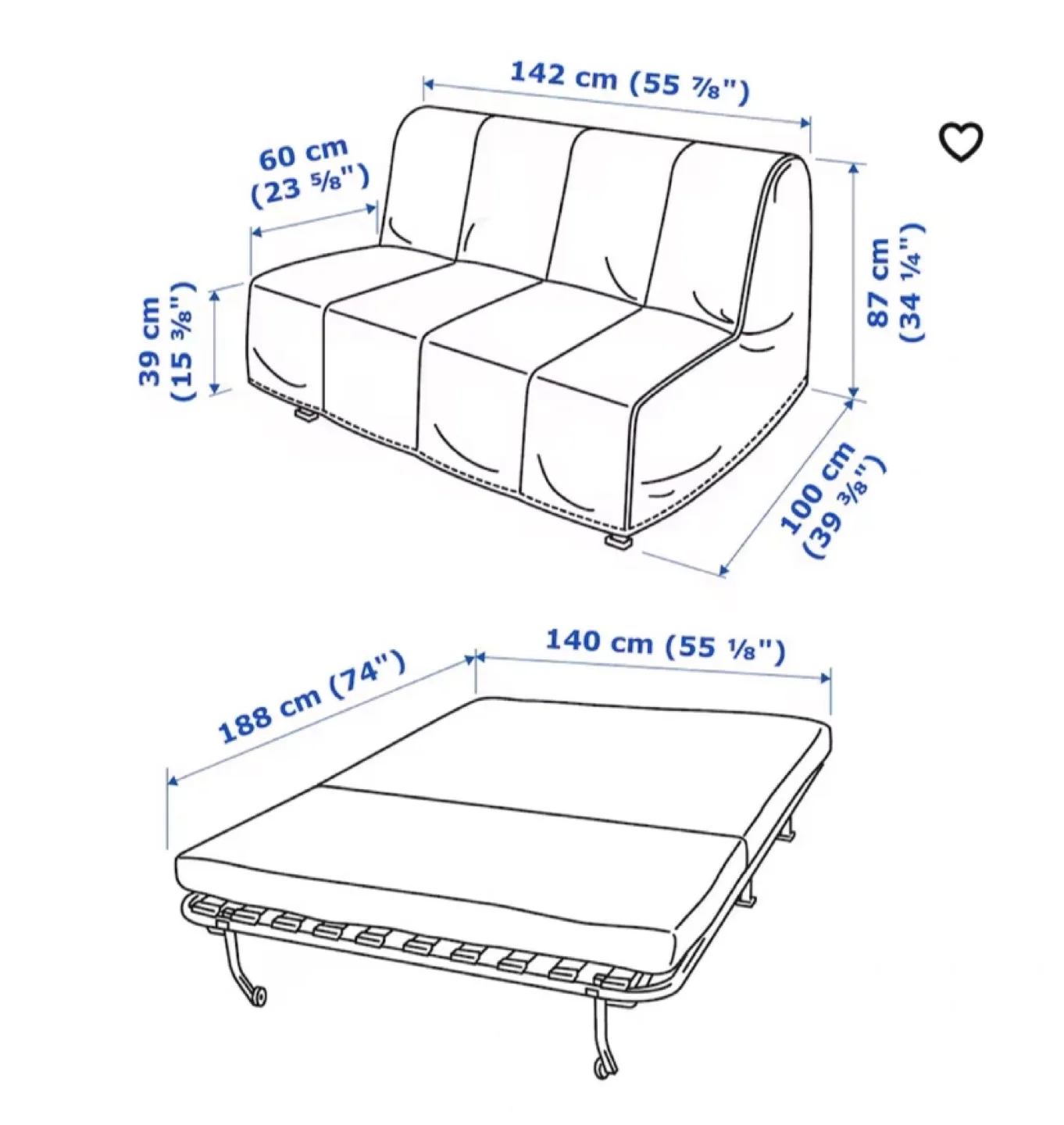 White IKEA LYCKSELE Futon Sofa Bed (CAN DELIVER) image indicator(2)