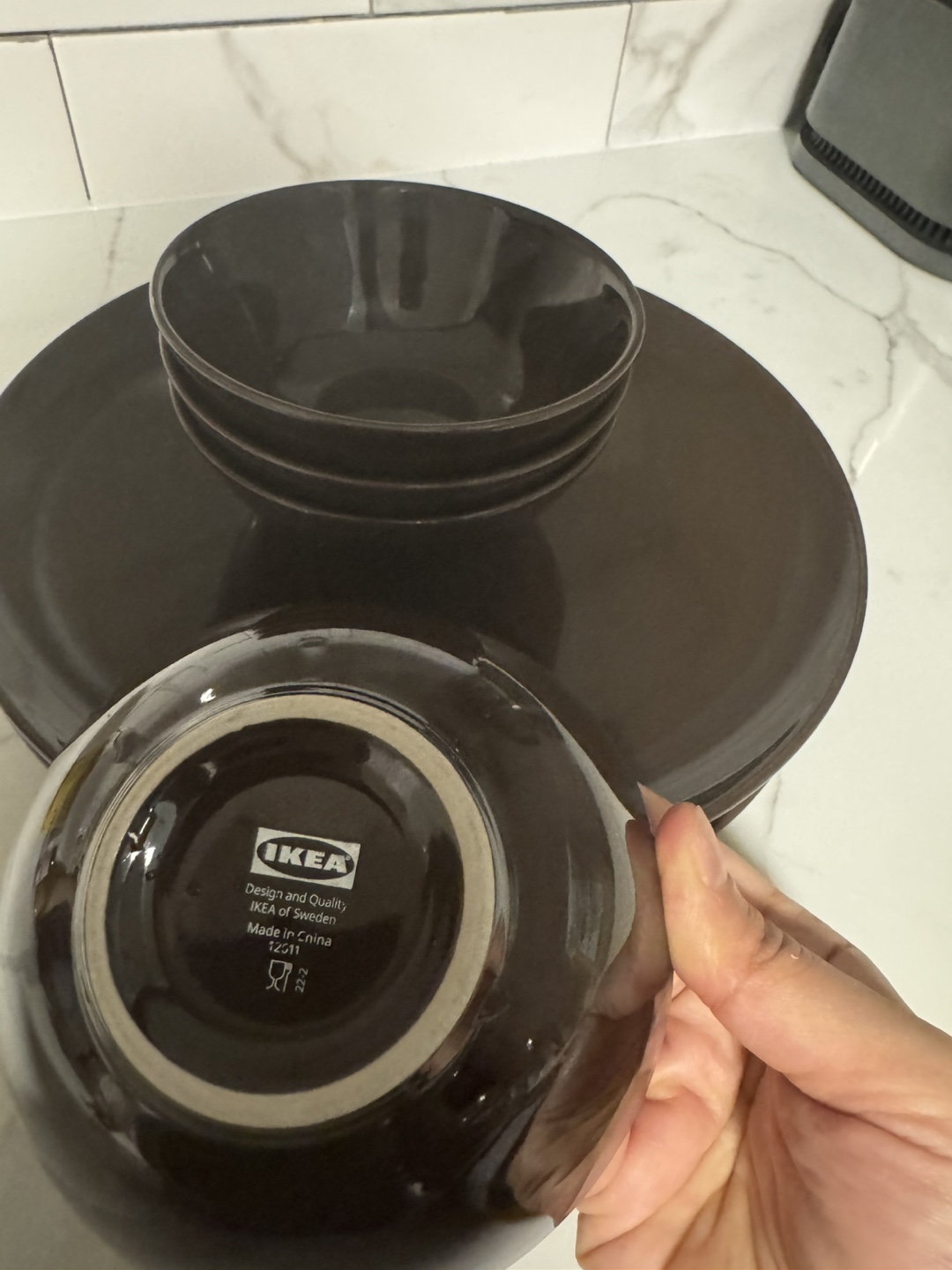 IKEA Dark Brown Dinnerware 4 plates & bowls - photo 2