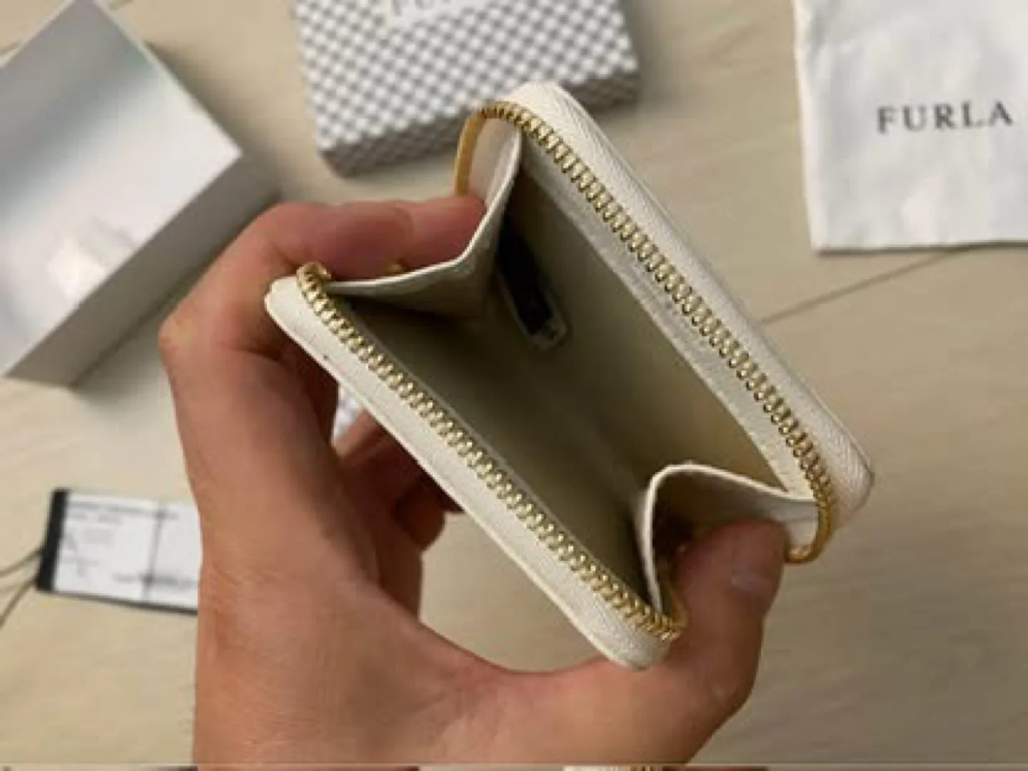 Furla off-white leather zip-around wallet image indicator(4)