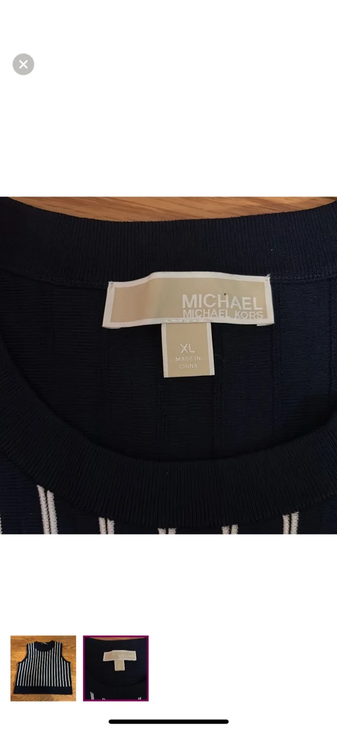 Michael Kors Sleeveless Striped Knit Top - Size XL image indicator(2)