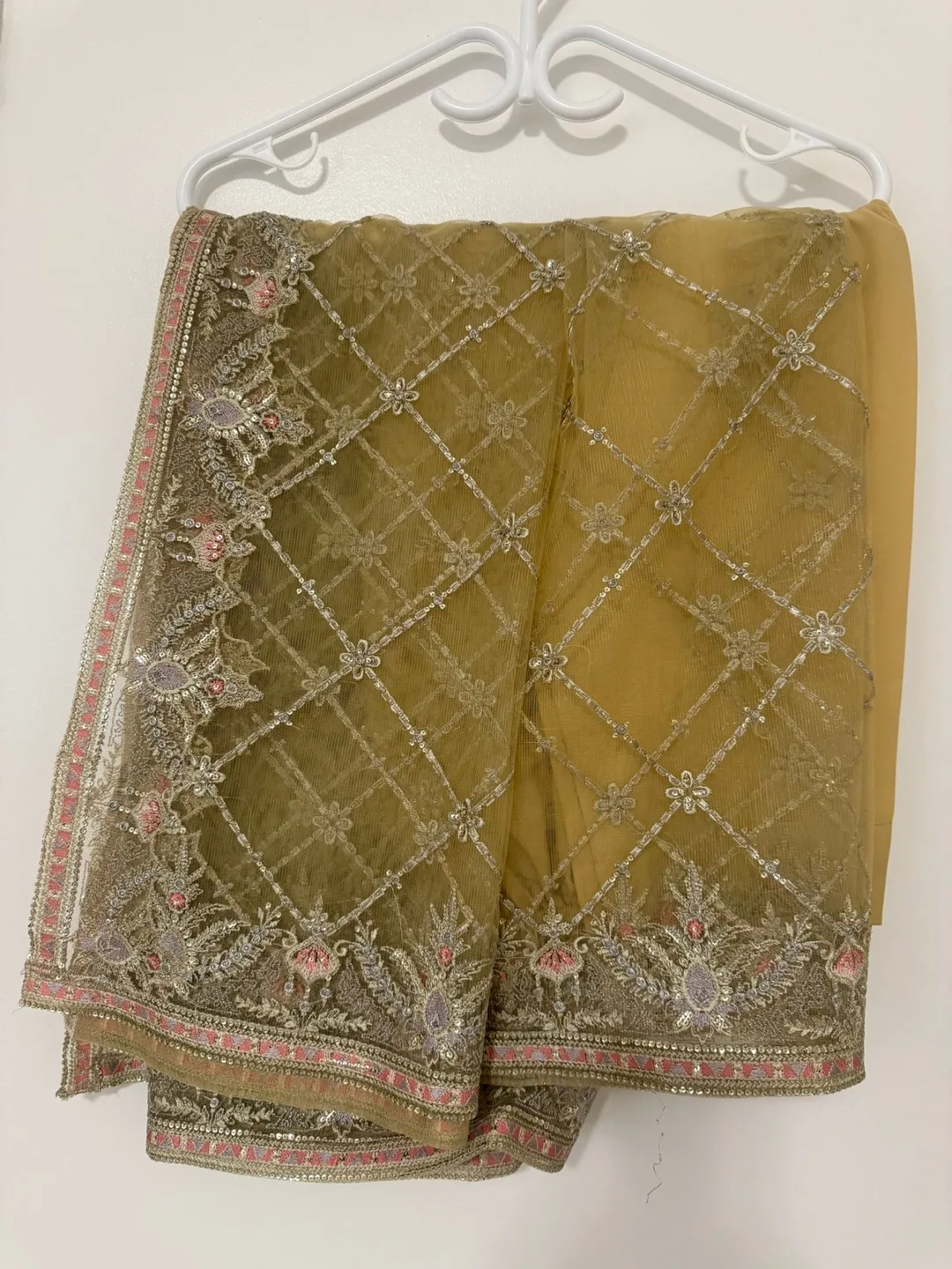 Gorgeous Mustard Yellow Embroidered Pakistani Shalwar Kameez thumbnail