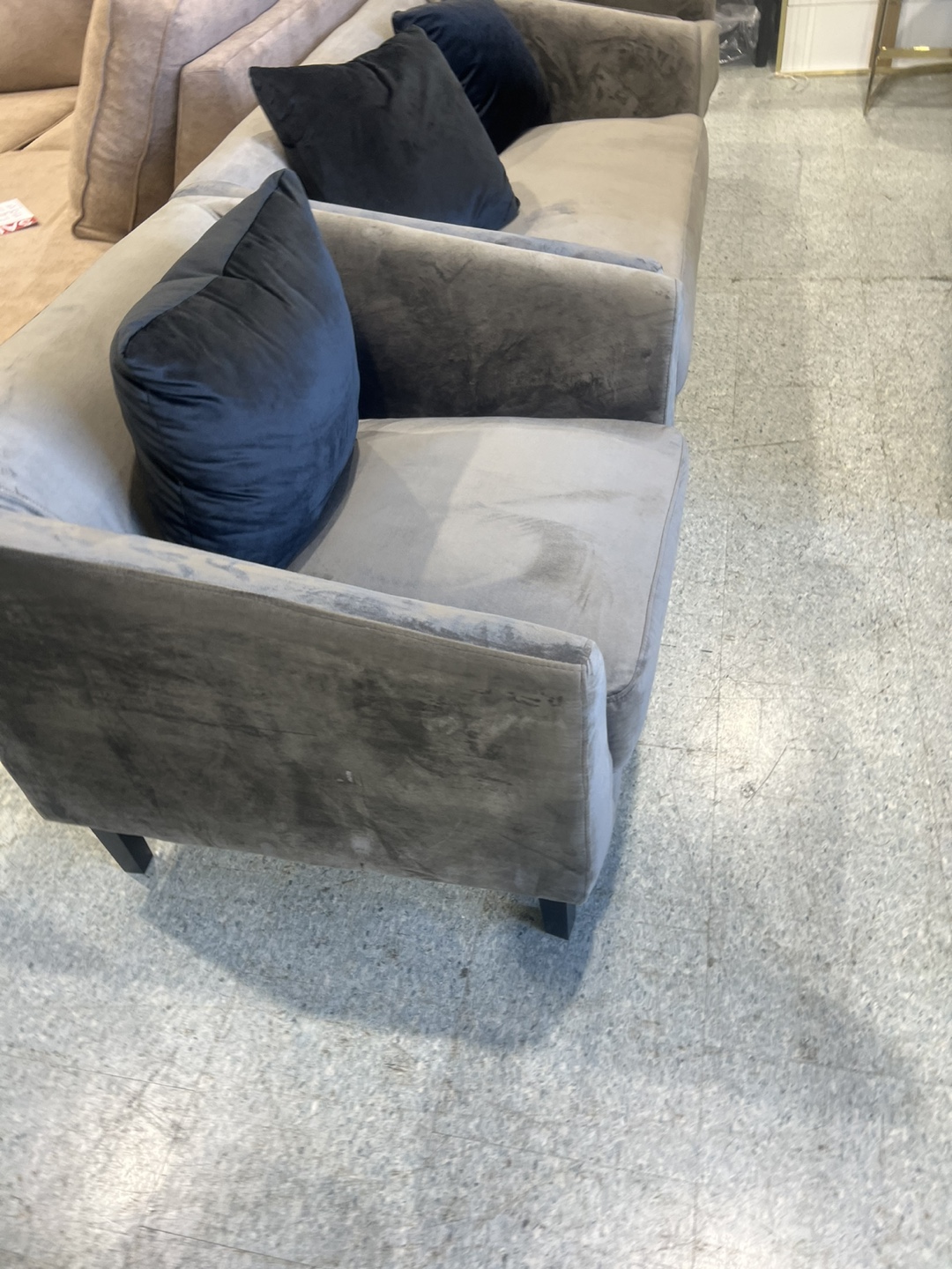Grey Velvet Accent Chairs (Pair)