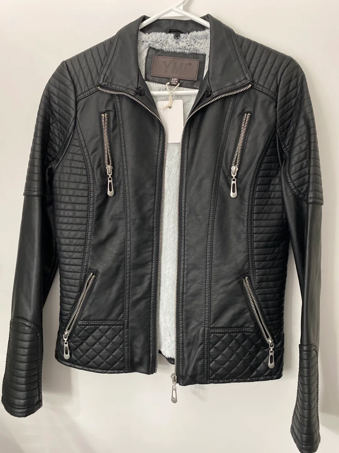 YMI Women's Black Faux Leather Jacket Size S/M thumbnail