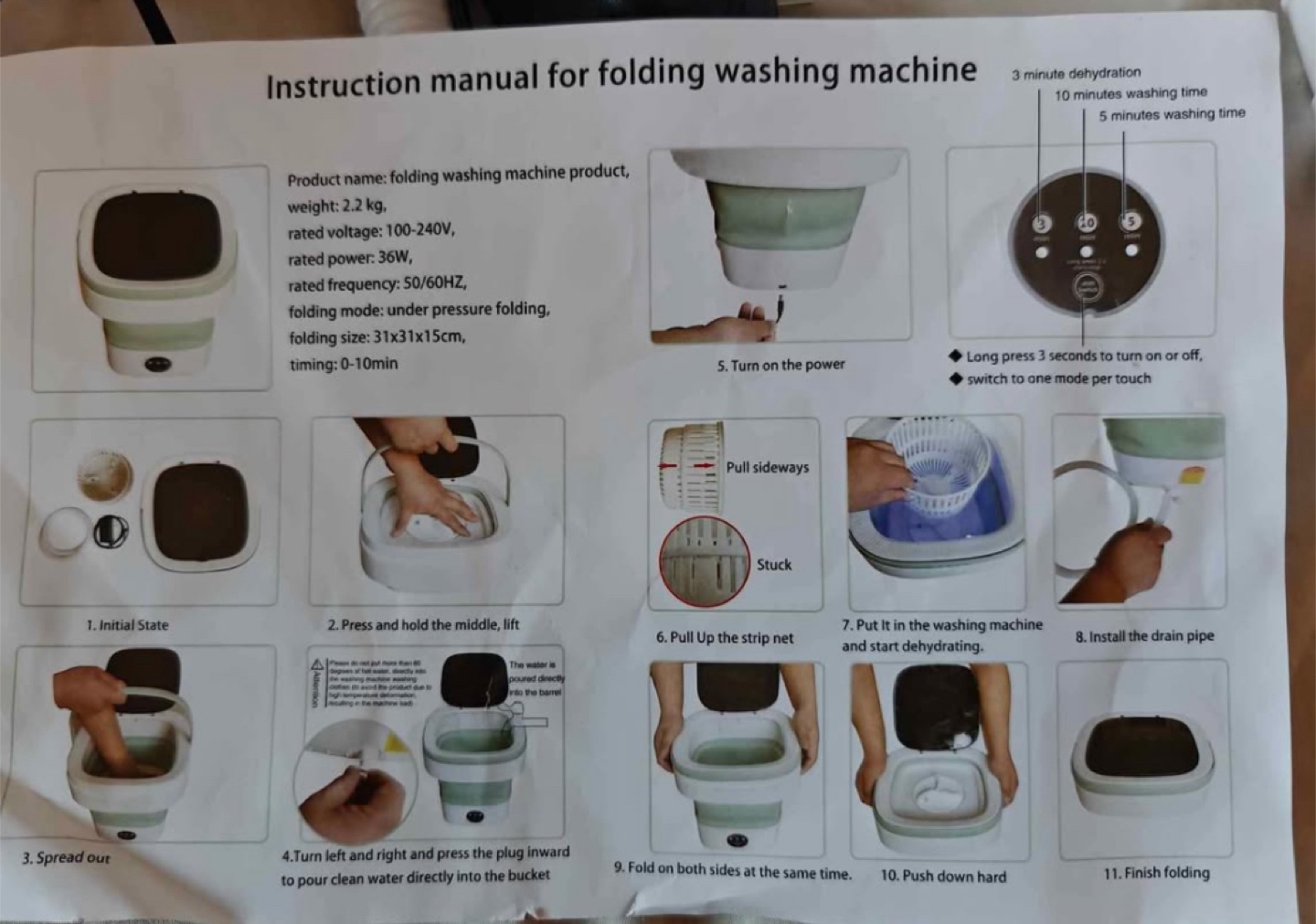 Portable Mini Folding Washing Machine - Purple - photo 4