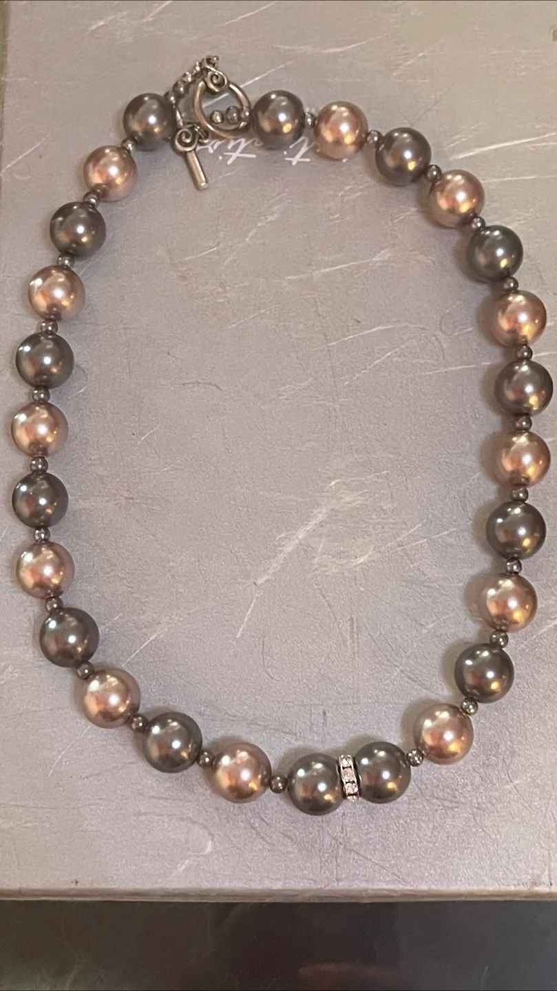Two-Tone  high quality imitation Pearl Necklace thumbnail