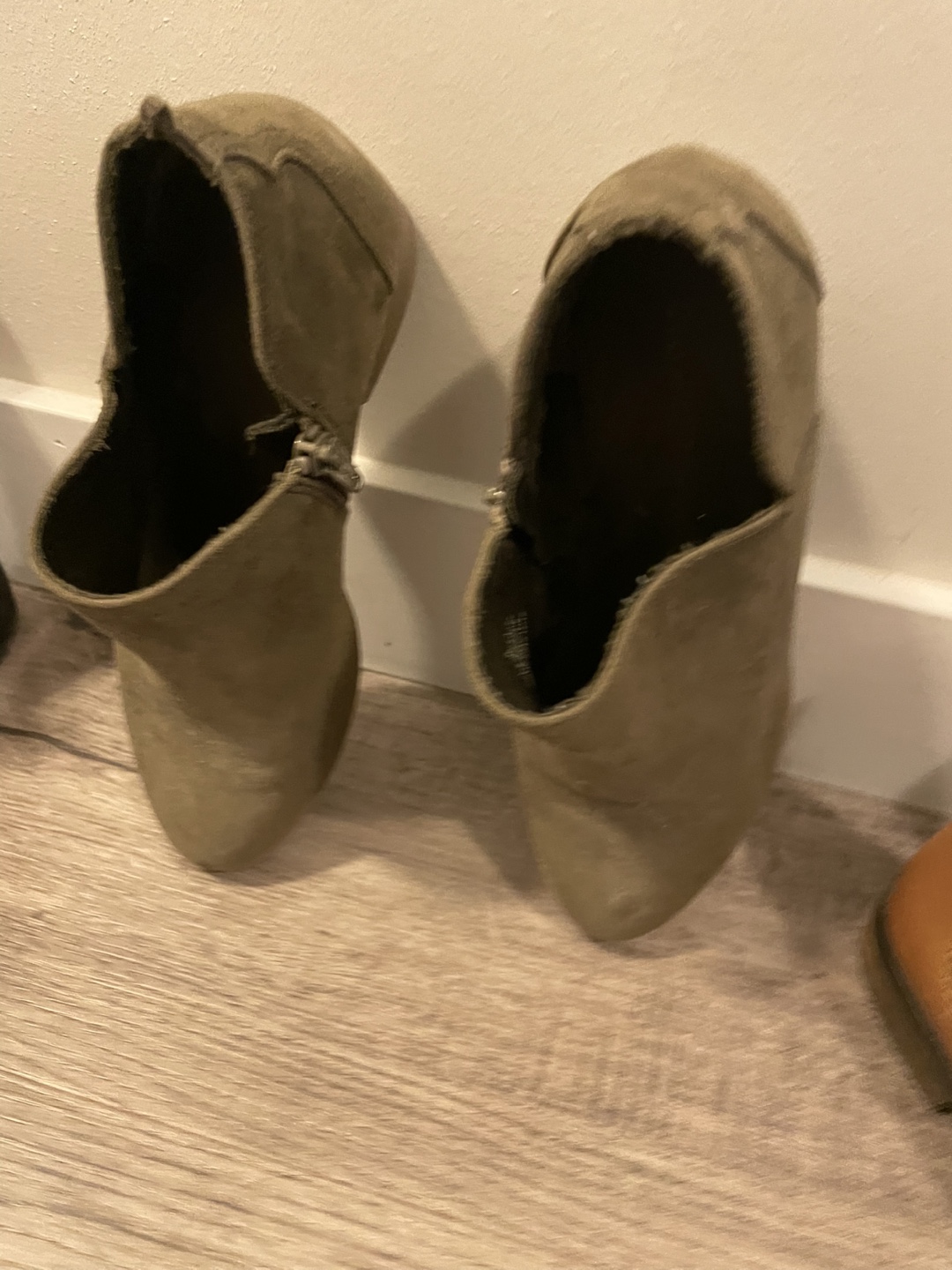 Old Navy Olive Green Suede Ankle Booties