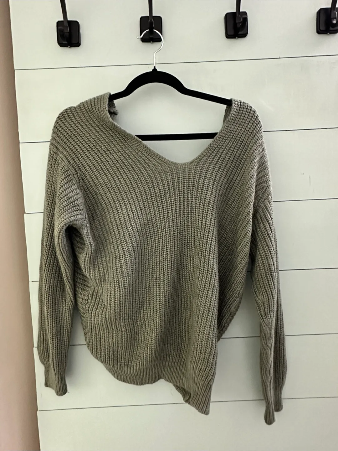 Sage Green Knit Twist Back Sweater thumbnail