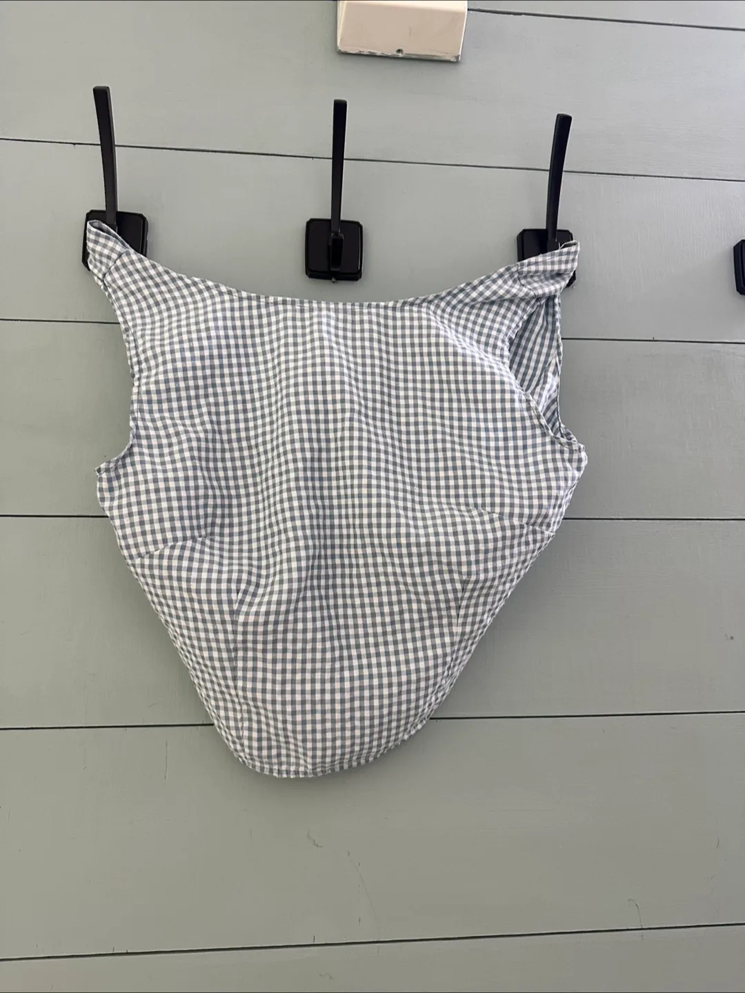 Blue and White Gingham Crop Top thumbnail