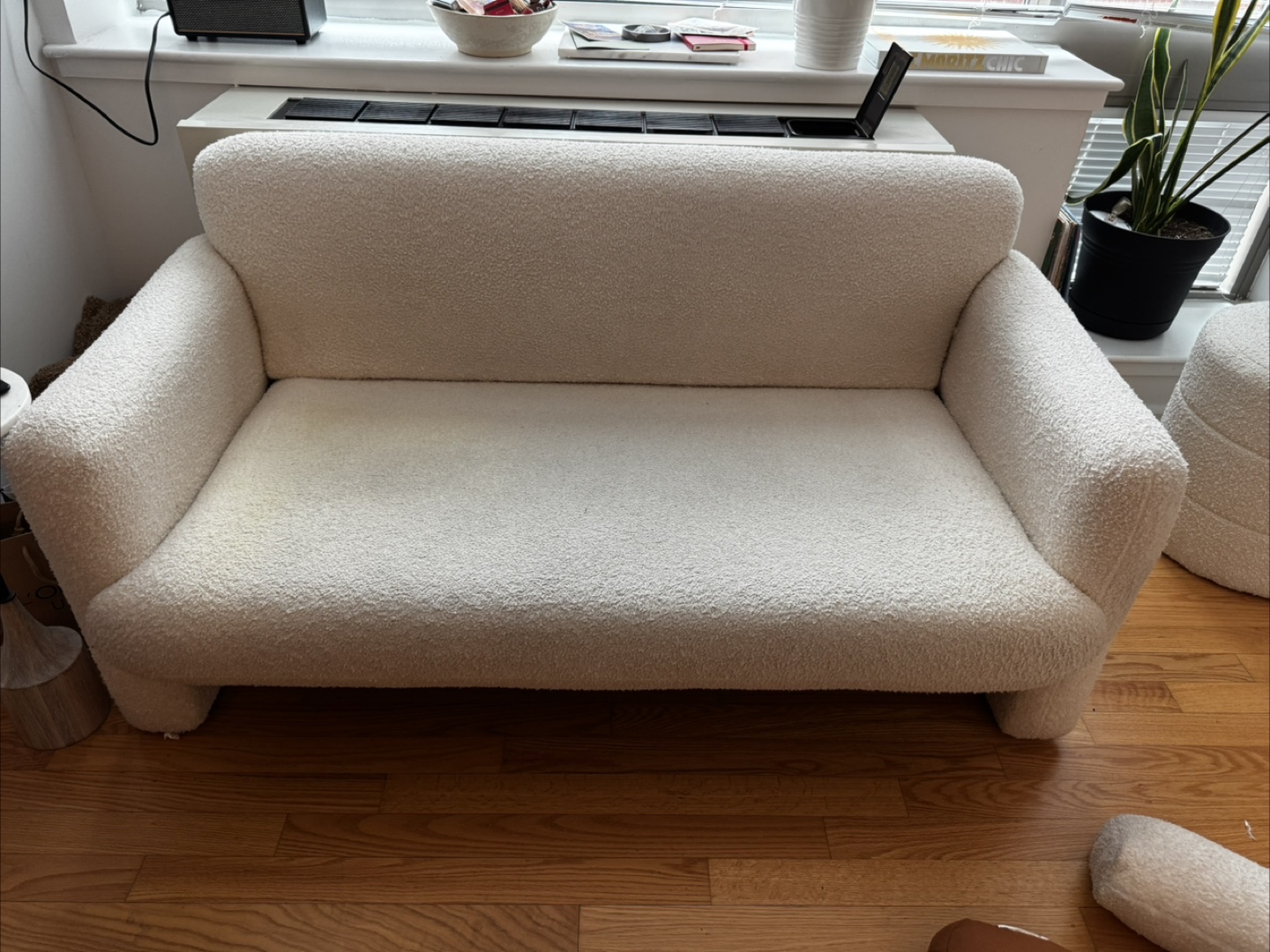 Cream-Colored Bouclé Sofa