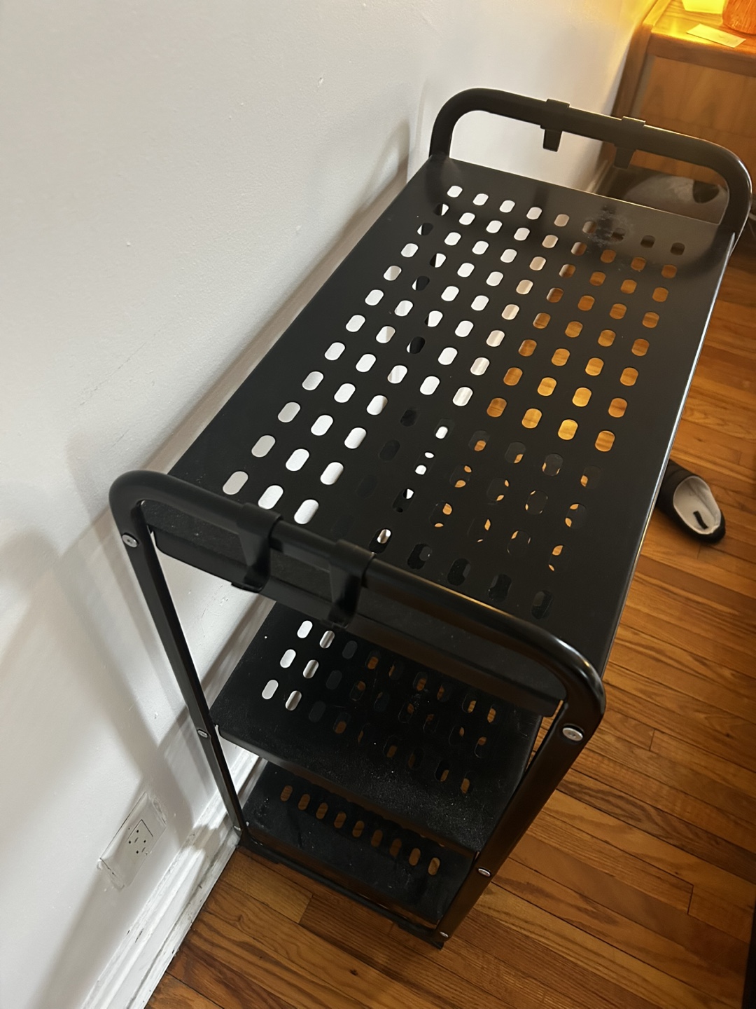 Three-Tier Black Metal Shelving Unit - photo 3