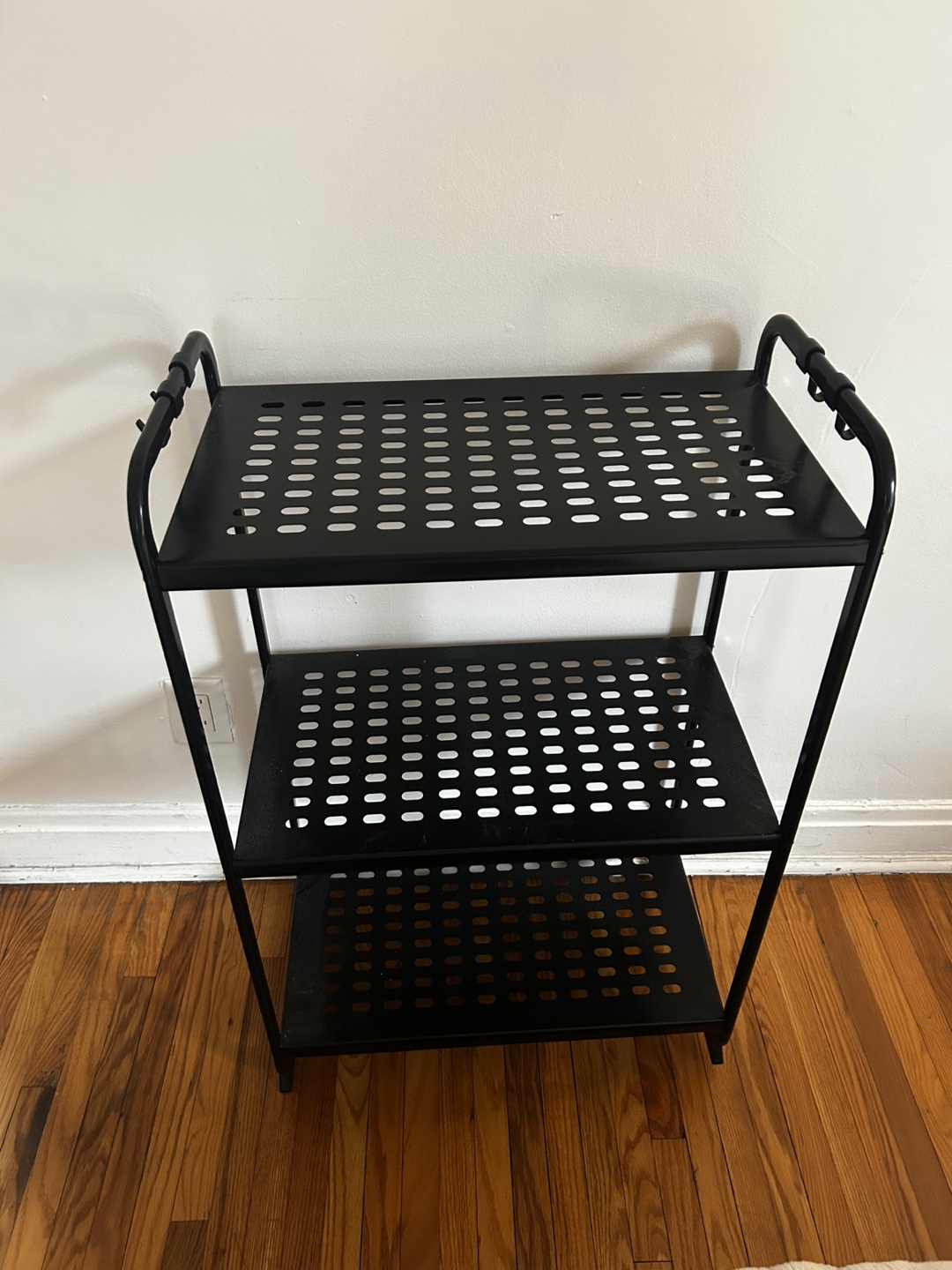 Three-Tier Black Metal Shelving Unit