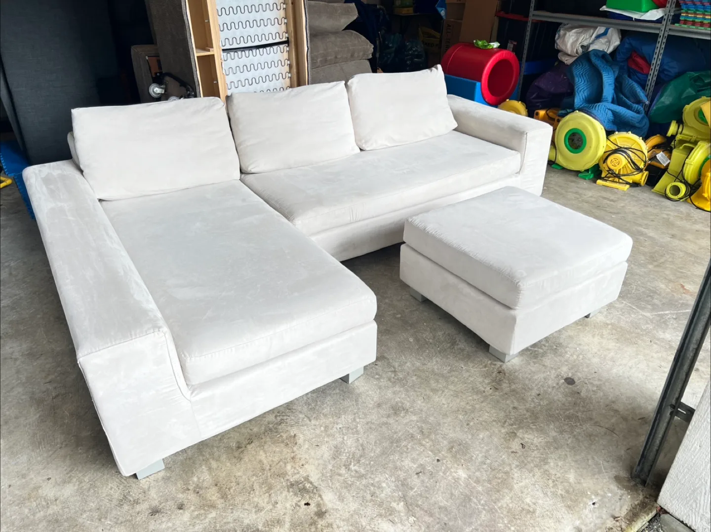Cream Sectional and Ottoman thumbnail