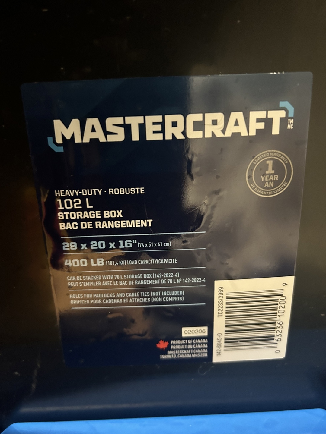 Mastercraft 102L Heavy-Duty Storage Boxes (Set of 4)