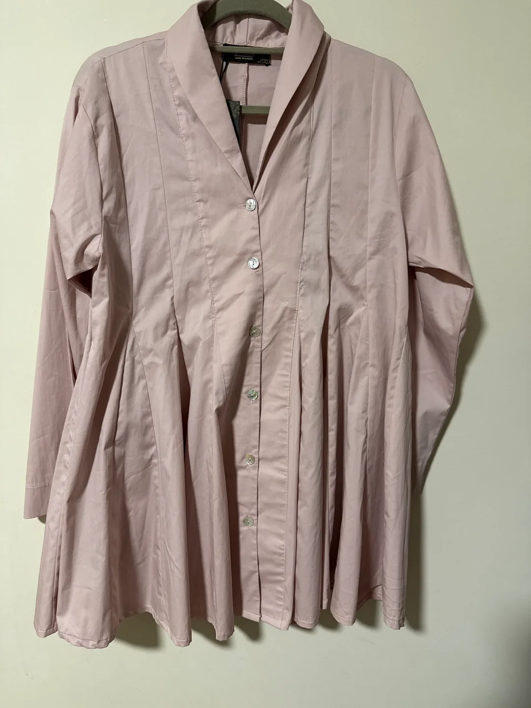 Pink Pleated 3/4 Sleeve Blouse thumbnail