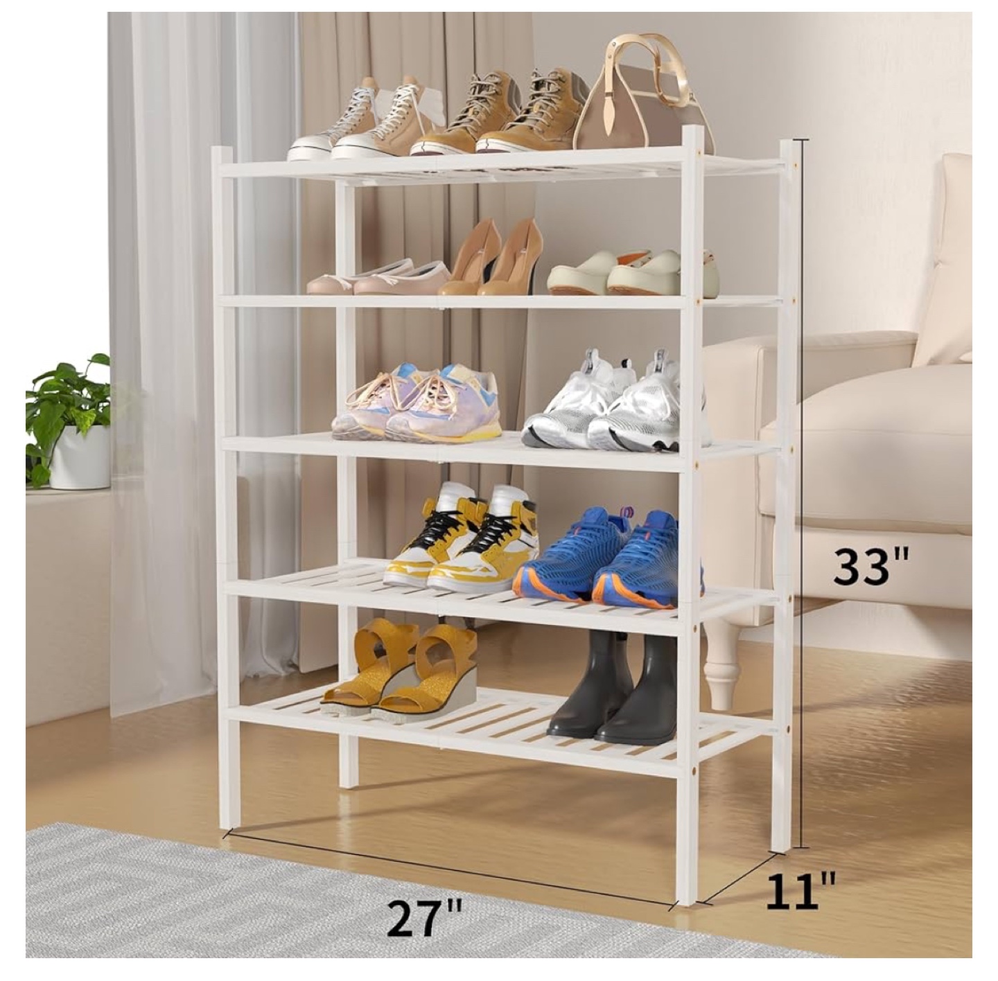 (Moving Sale!) White 5-Tier Bamboo Shoe Rack - photo 2