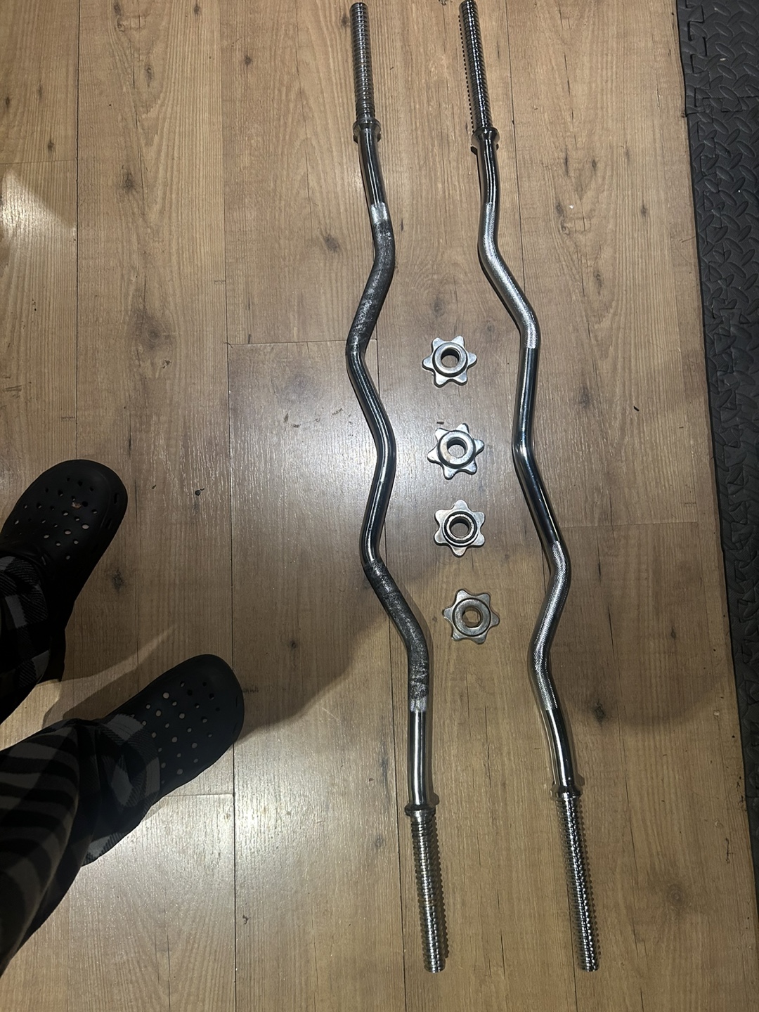Pair of Chrome EZ Curl Bars with Collars - photo 2