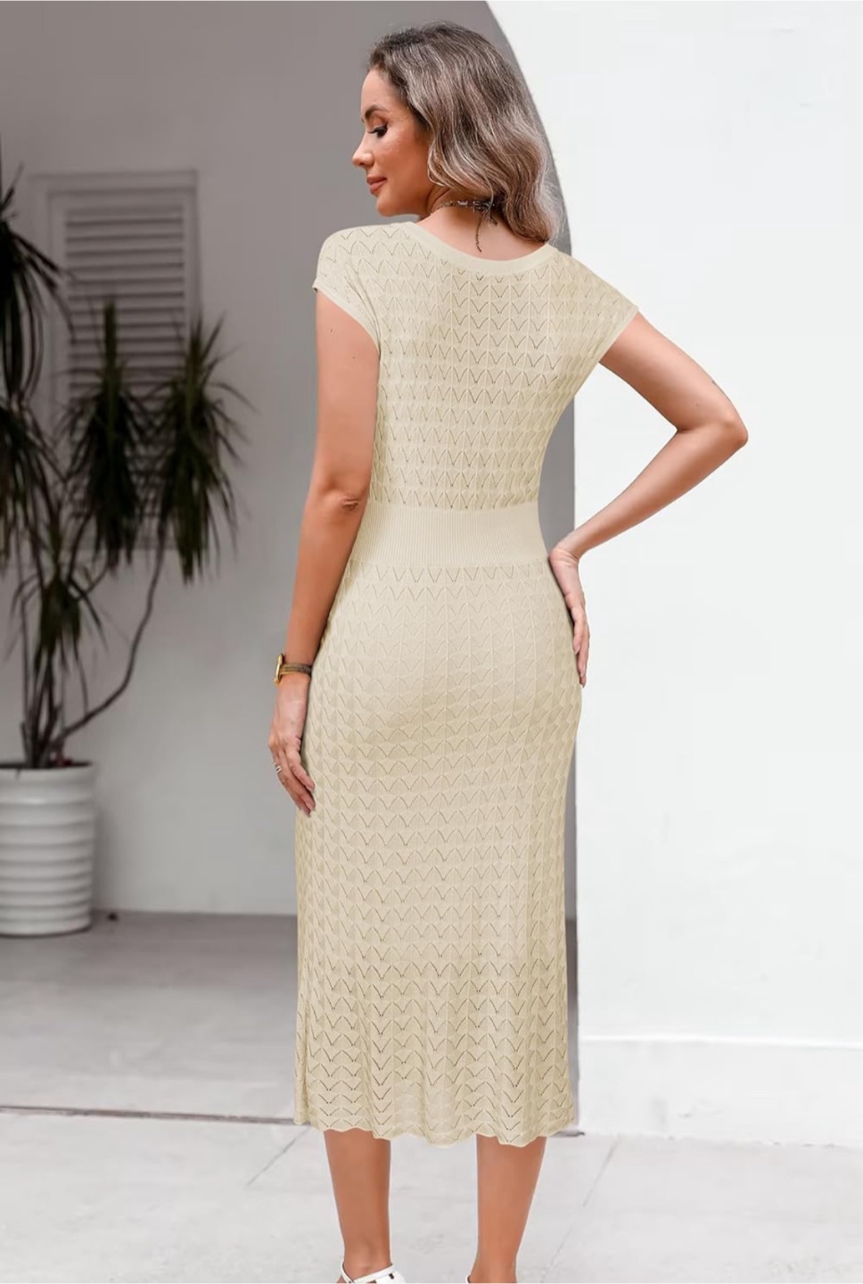 NEW! Newshows Beige Knit Midi Dress - photo 5