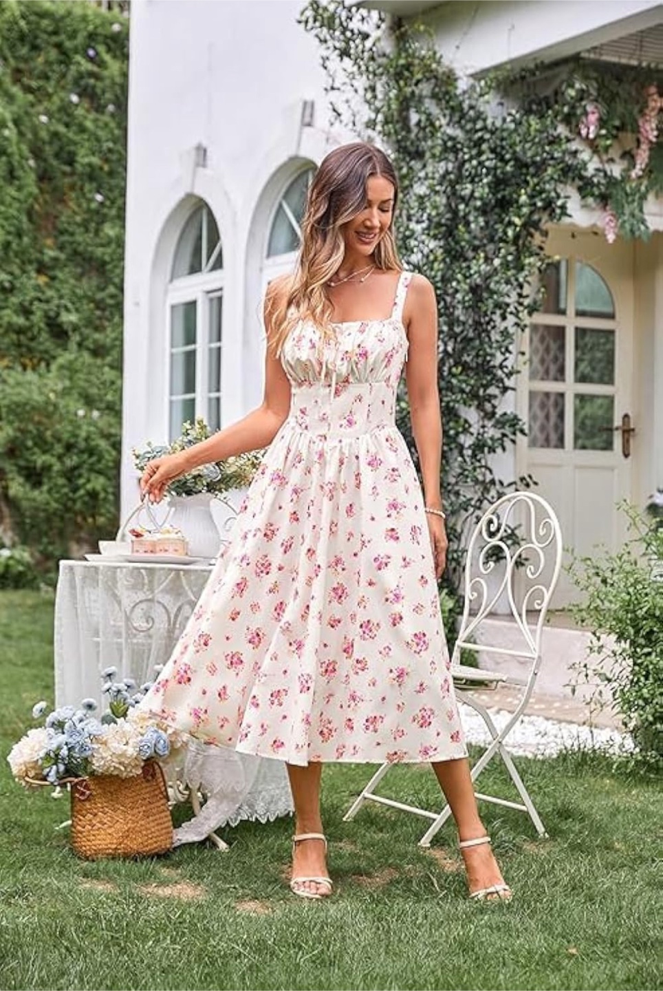 NEW! SCARLET DARKNESS Floral Corset Ruched Bust Cami Sundress - photo 3