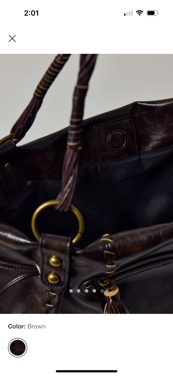 Silence+noise brown leather bag image indicator(5)