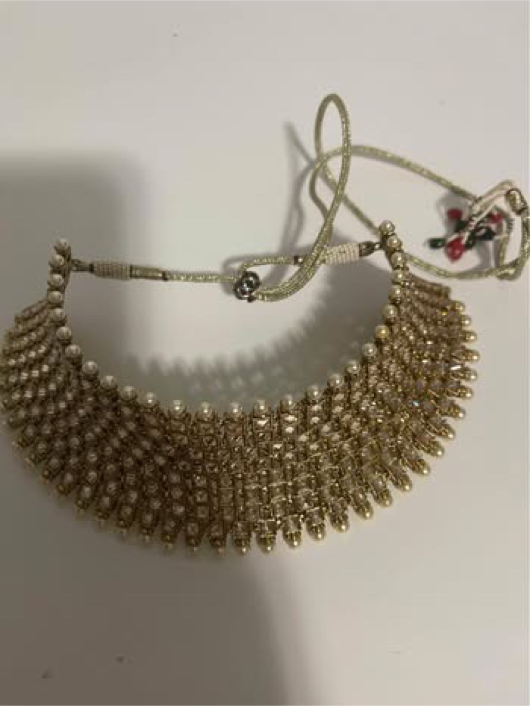 Gold Beaded and Pearl Choker Necklace - photo 2
