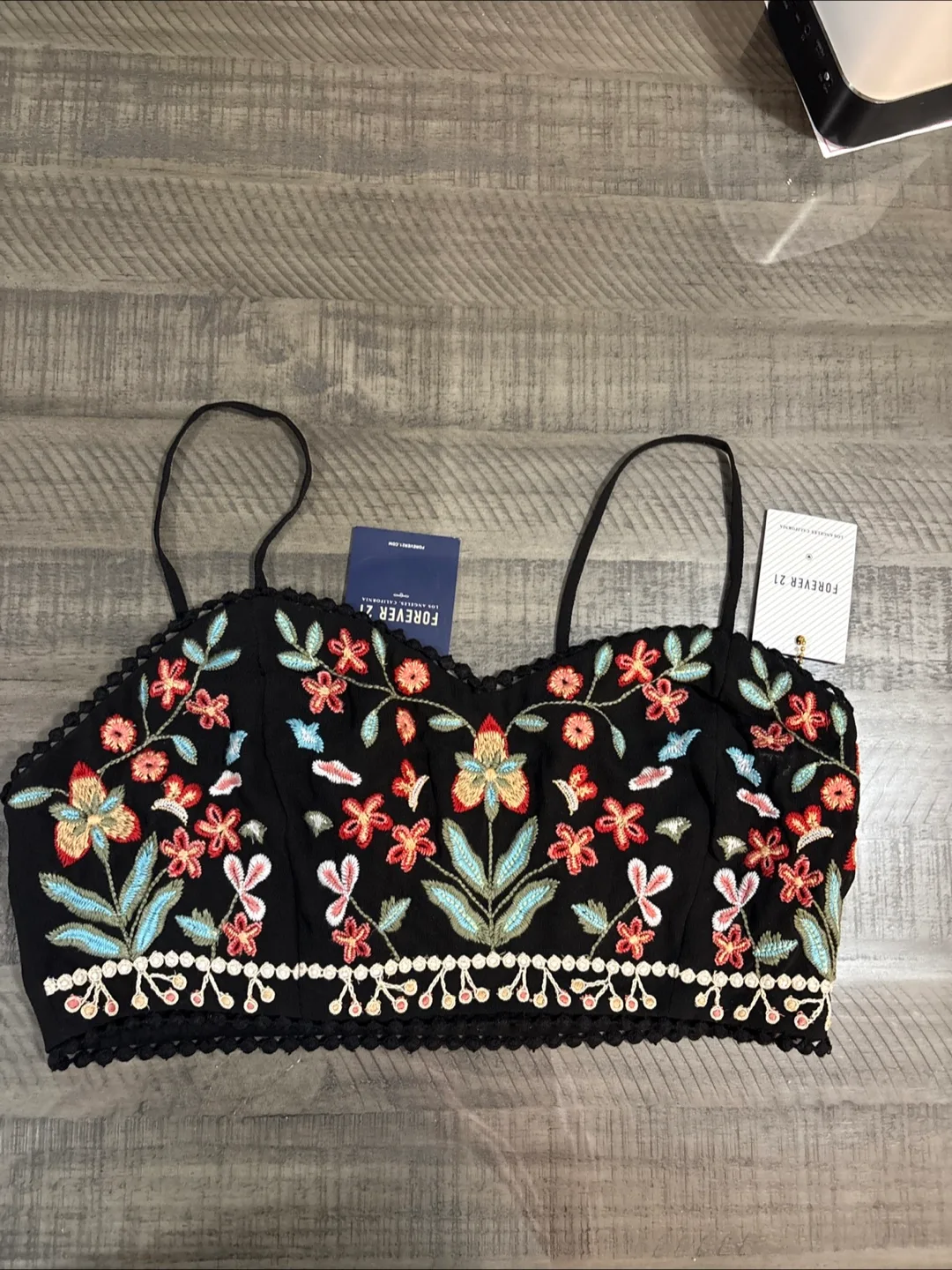 Forever 21 Embroidered Floral Crop Top thumbnail