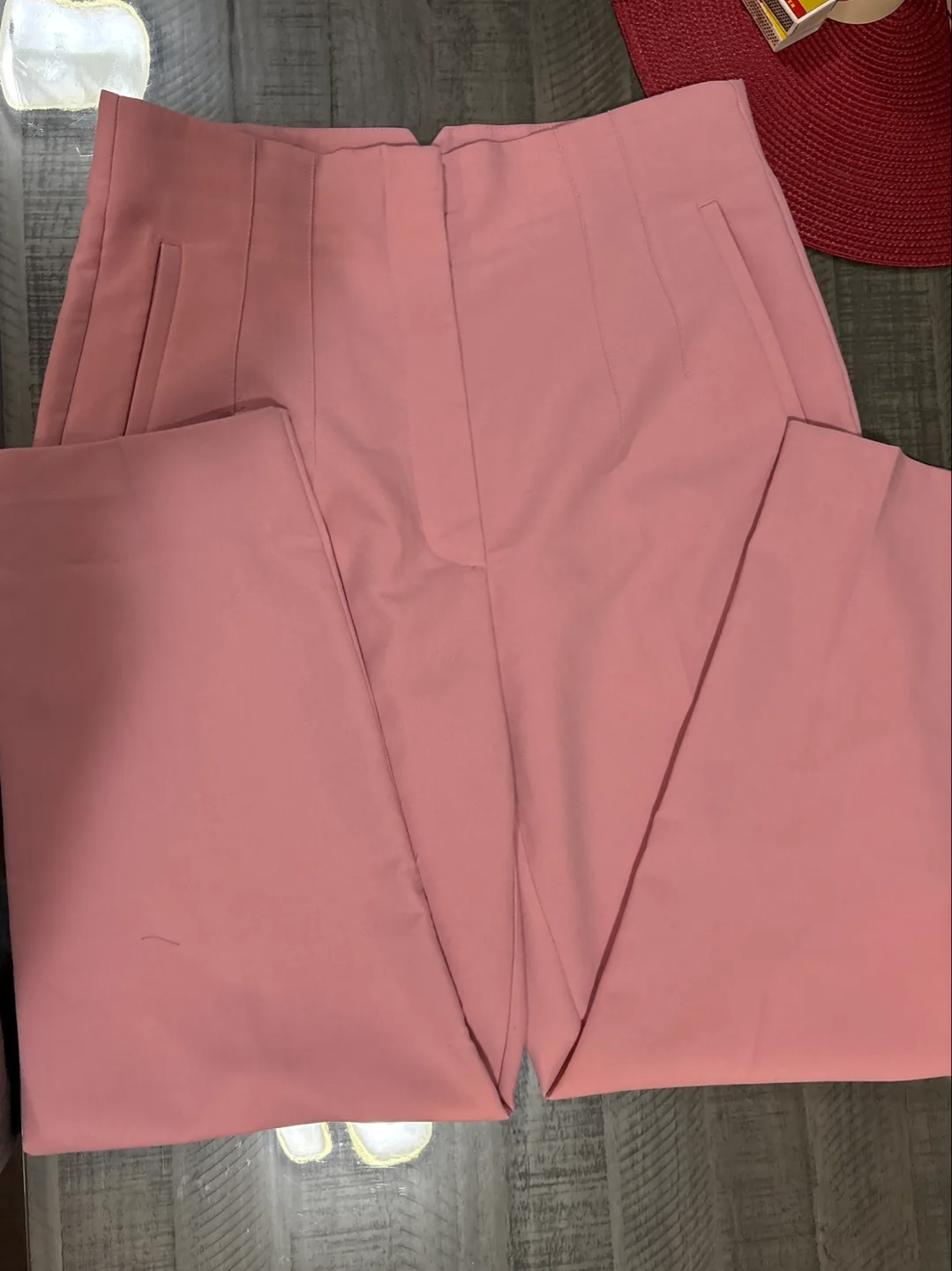Zara Pink High-Waisted Trousers - Size Large thumbnail