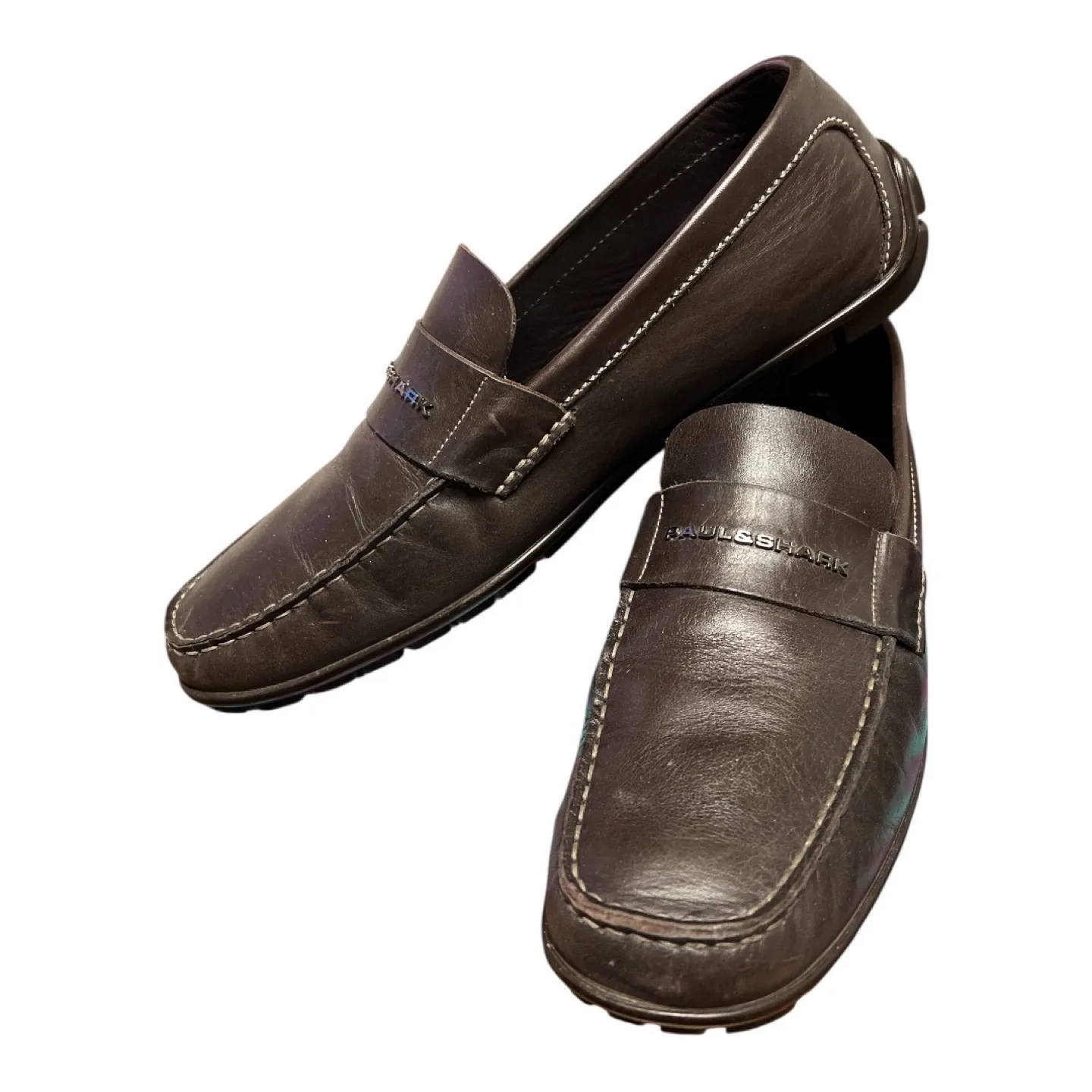 Paul Shark Men's Brown Leather Loafers - size 9 GUC image indicator(2)