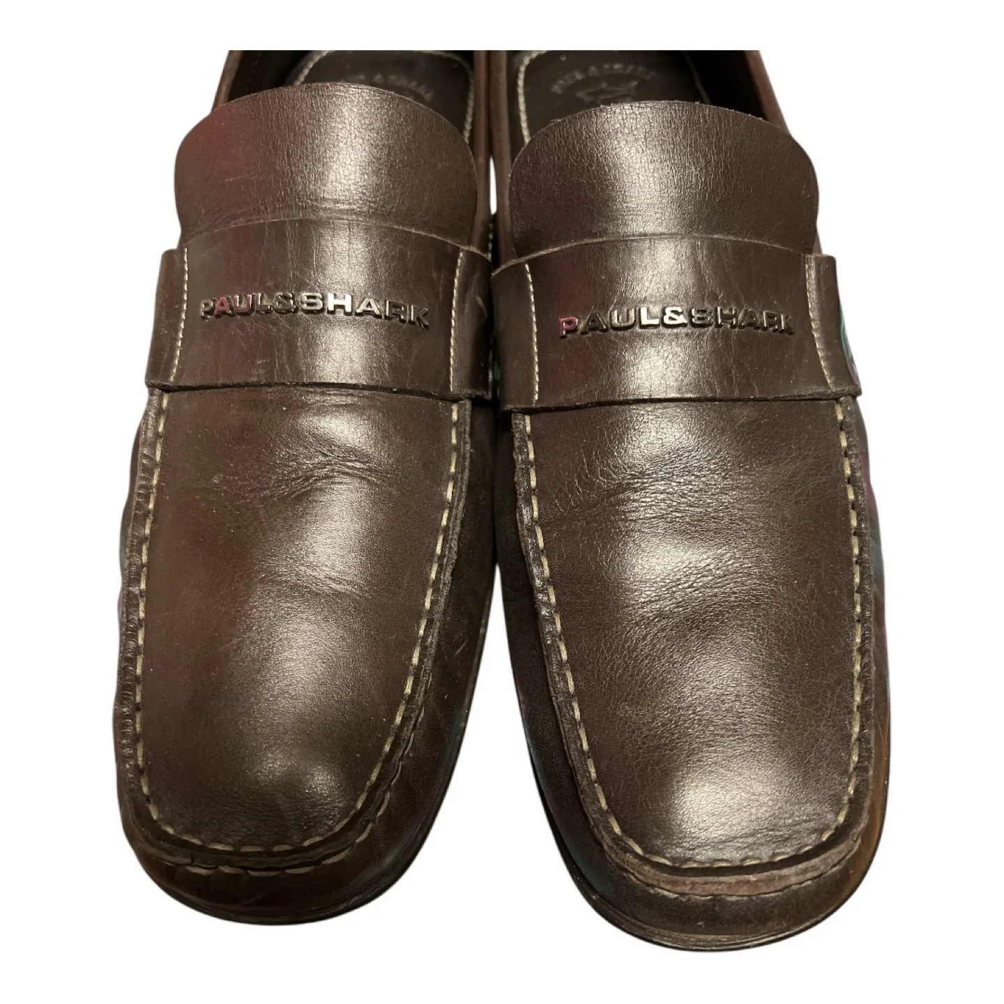 Paul Shark Men's Brown Leather Loafers - size 9 GUC image indicator(6)