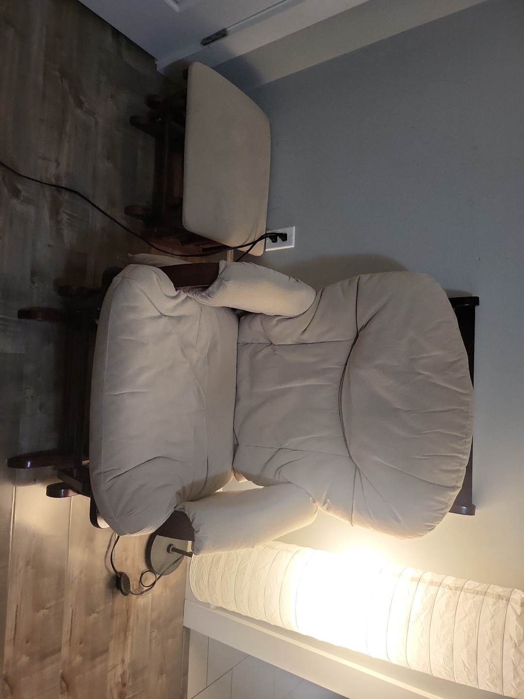 Beige Glider Recliner with Ottoman