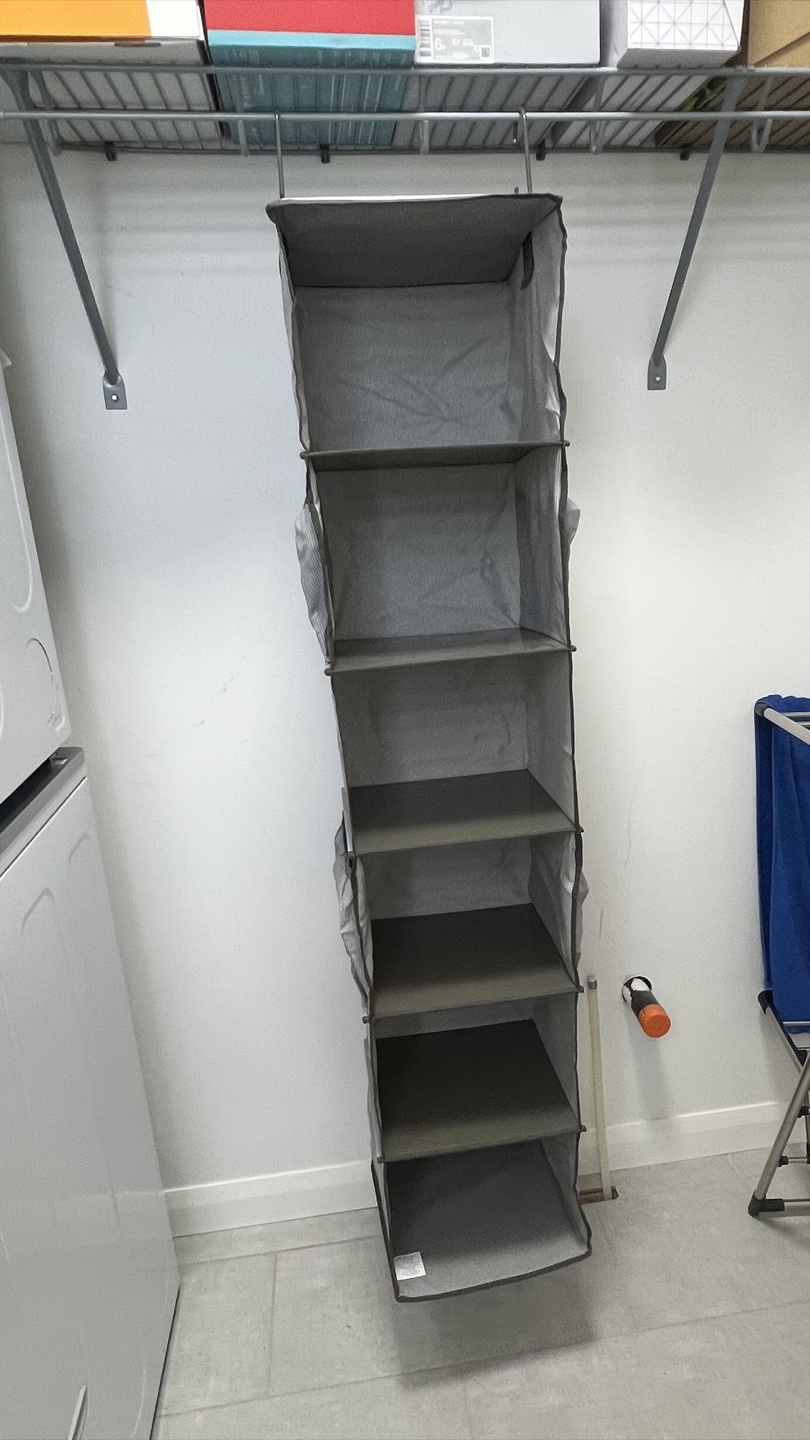 Grey Fabric Hanging Closet Organizer with Six Shelves - photo 5