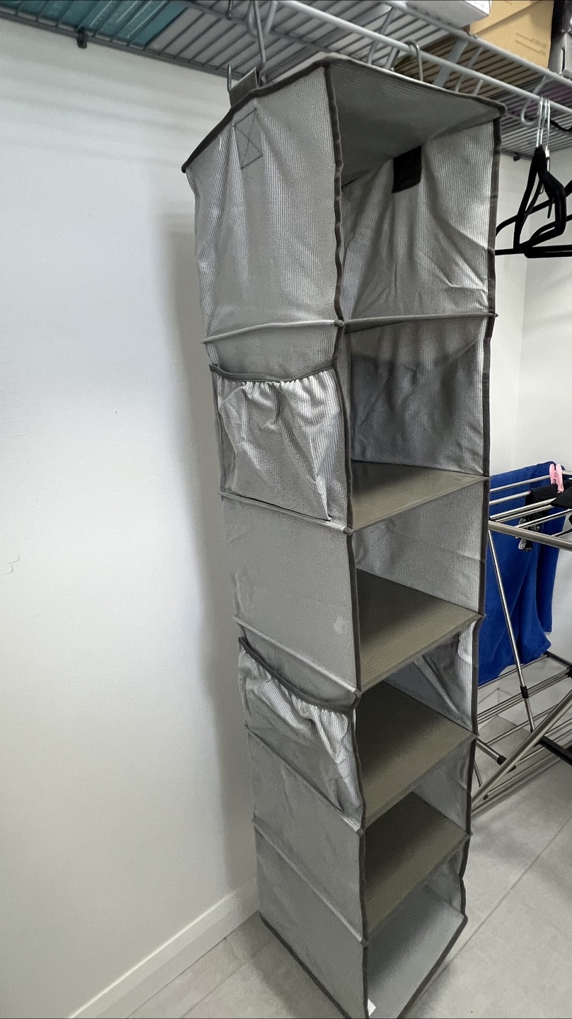 Grey Fabric Hanging Closet Organizer with Six Shelves - photo 4