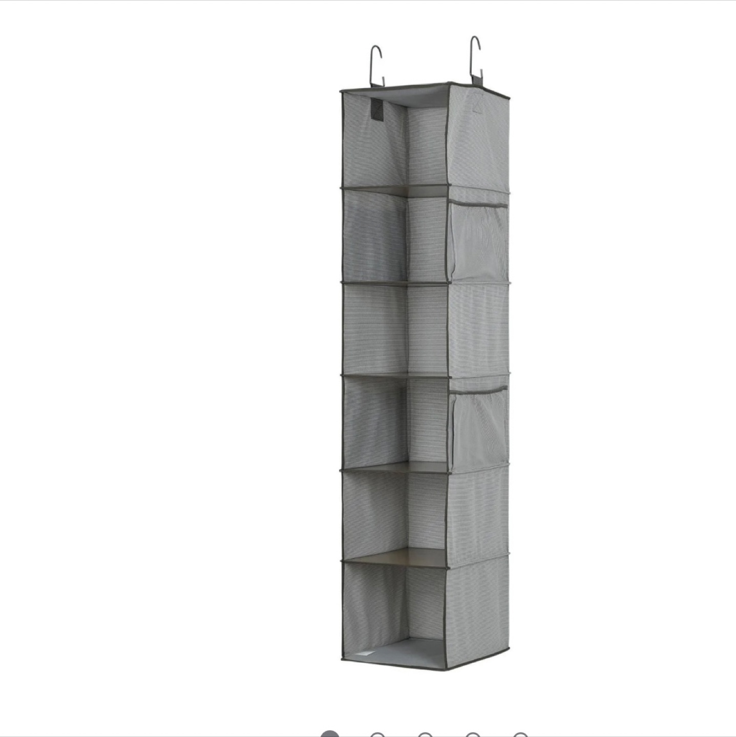 Grey Fabric Hanging Closet Organizer with Six Shelves
