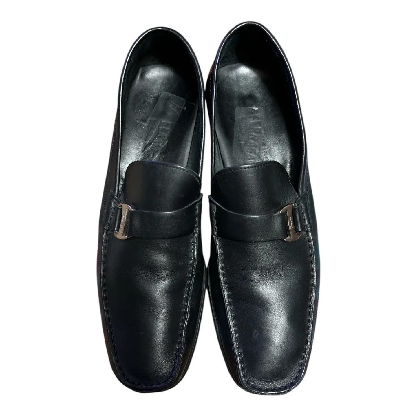 Salvatore Ferragamo Black Leather Loafers thumbnail