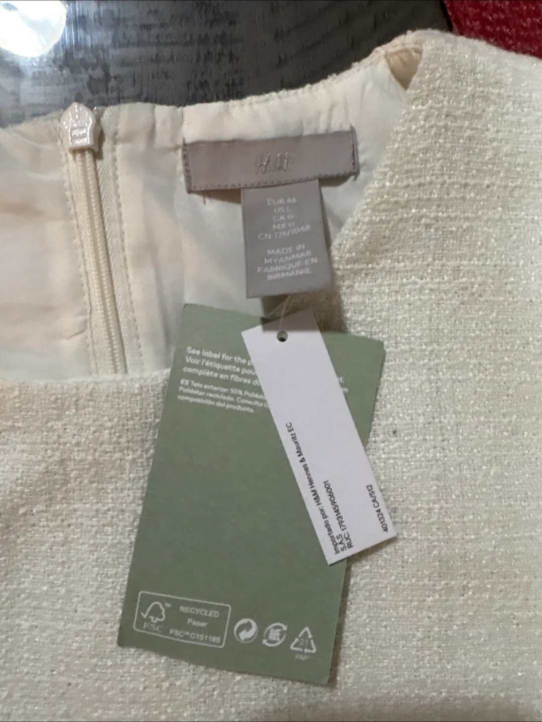 H&M Women's Size 44 Sleeveless Tweed Dress