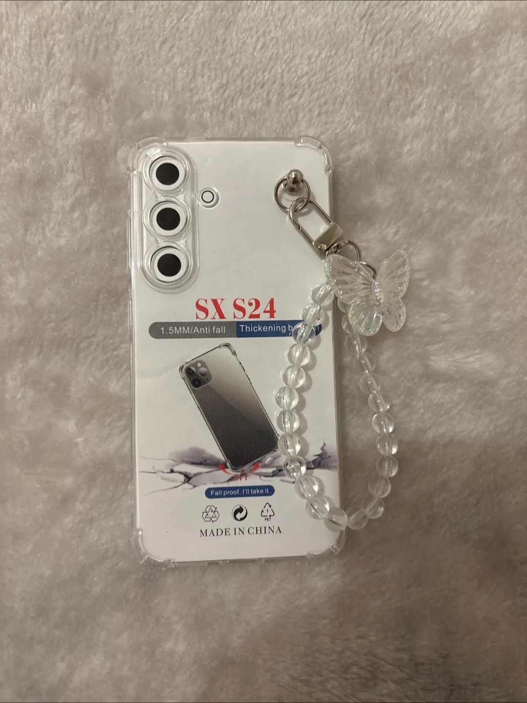 Clear phone case with beaded strap for SX S24 thumbnail