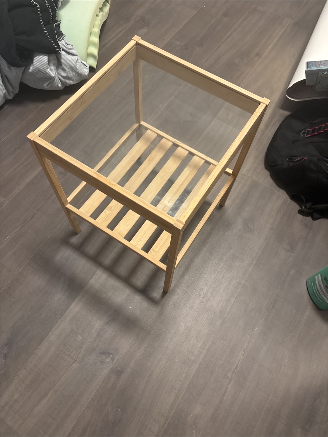 Bamboo Side Table with Glass Top