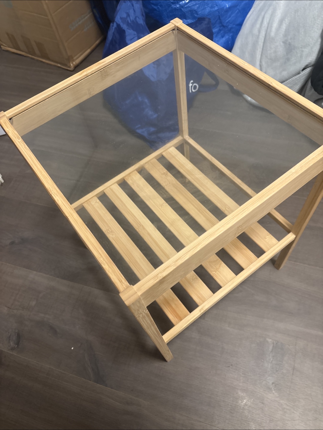 Bamboo Side Table with Glass Top - photo 3
