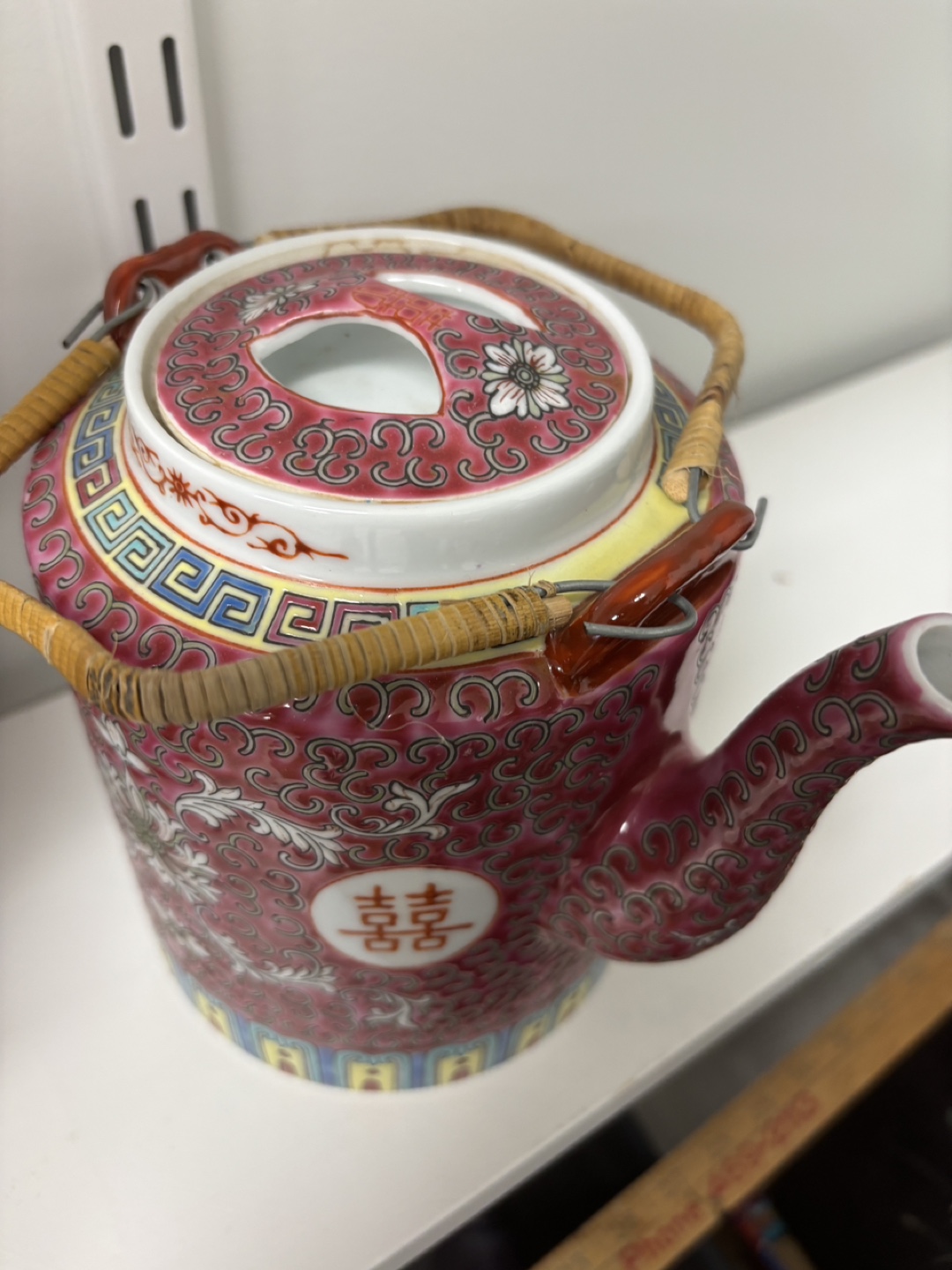 Vintage Chinese Teapot with Bamboo Handle - photo 4