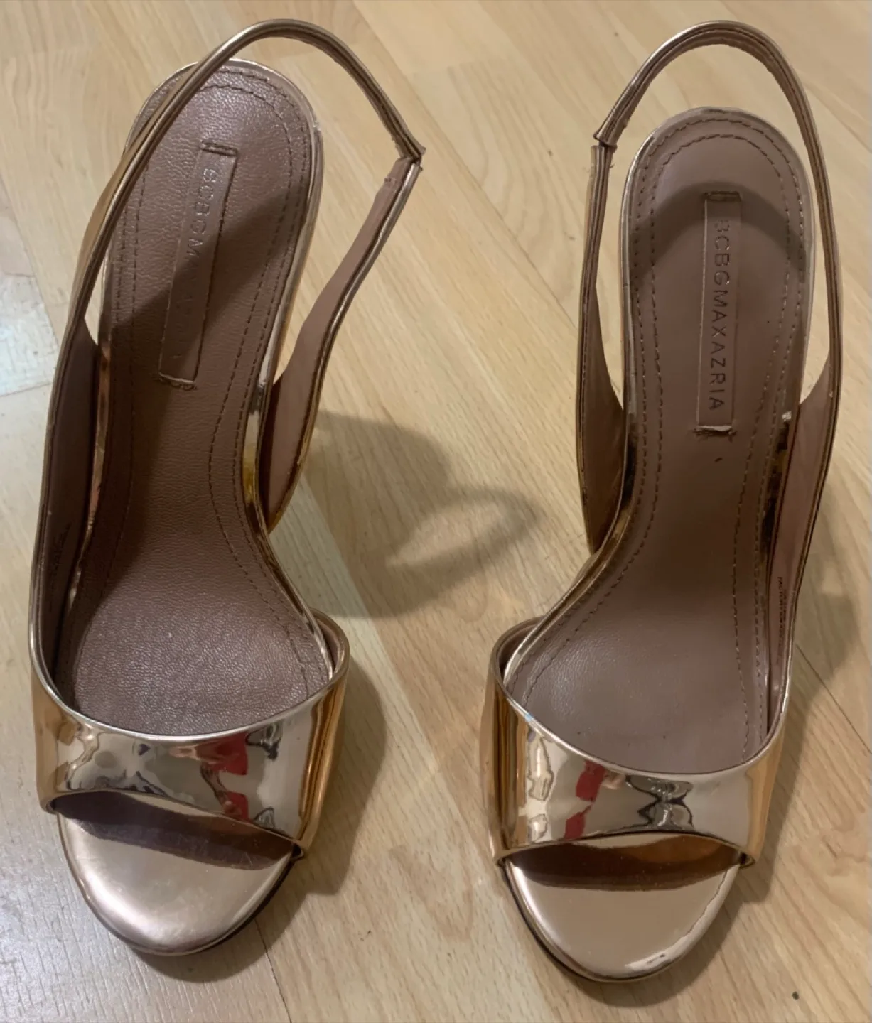 BCBGMAXAZRIA Rose Gold Slingback Heels image indicator(5)