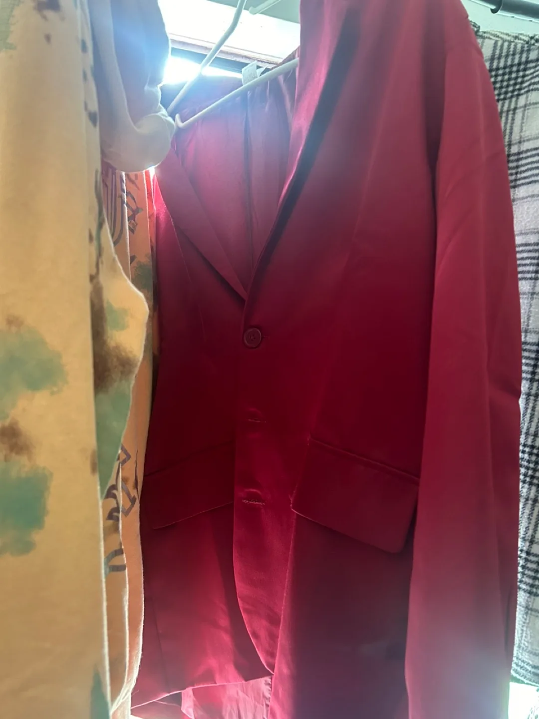 Burgundy Satin Blazer - Beetlejuice Costume thumbnail