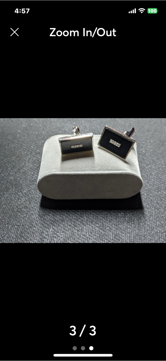 Men's Black Onyx Cufflinks with Diamonds - photo 3