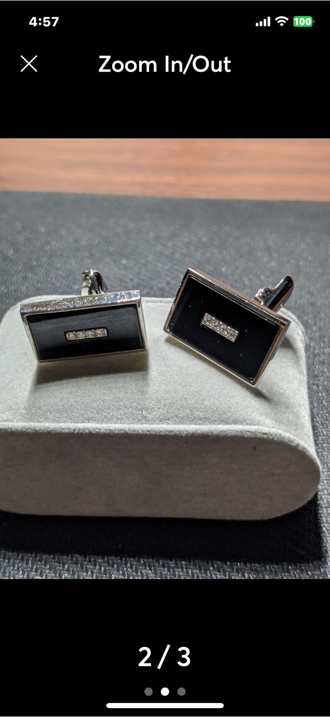 Men's Black Onyx Cufflinks with Diamonds - photo 2