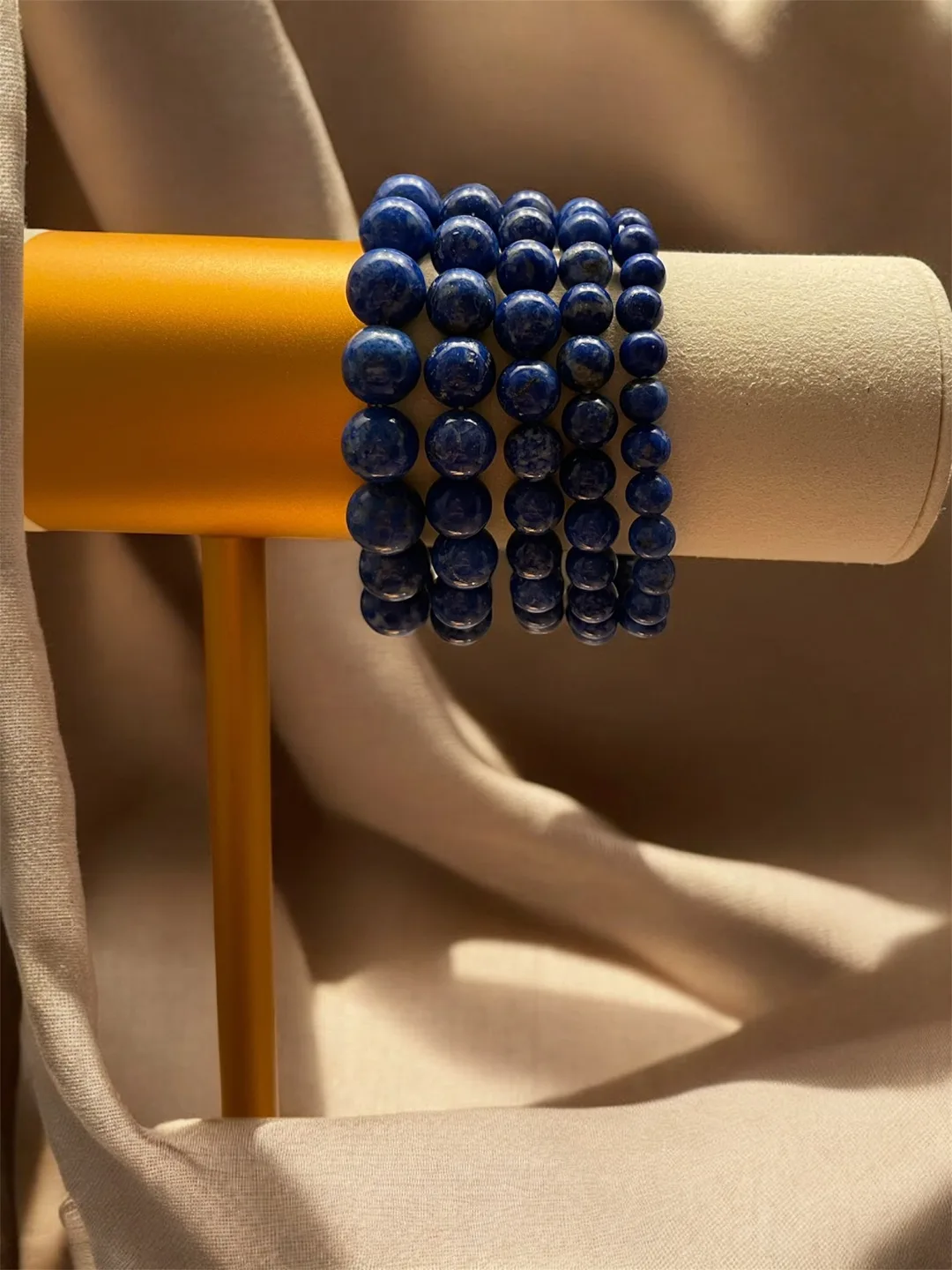 6,7,8,9 10 mm Lapis Lazuli Beaded Bracelet thumbnail
