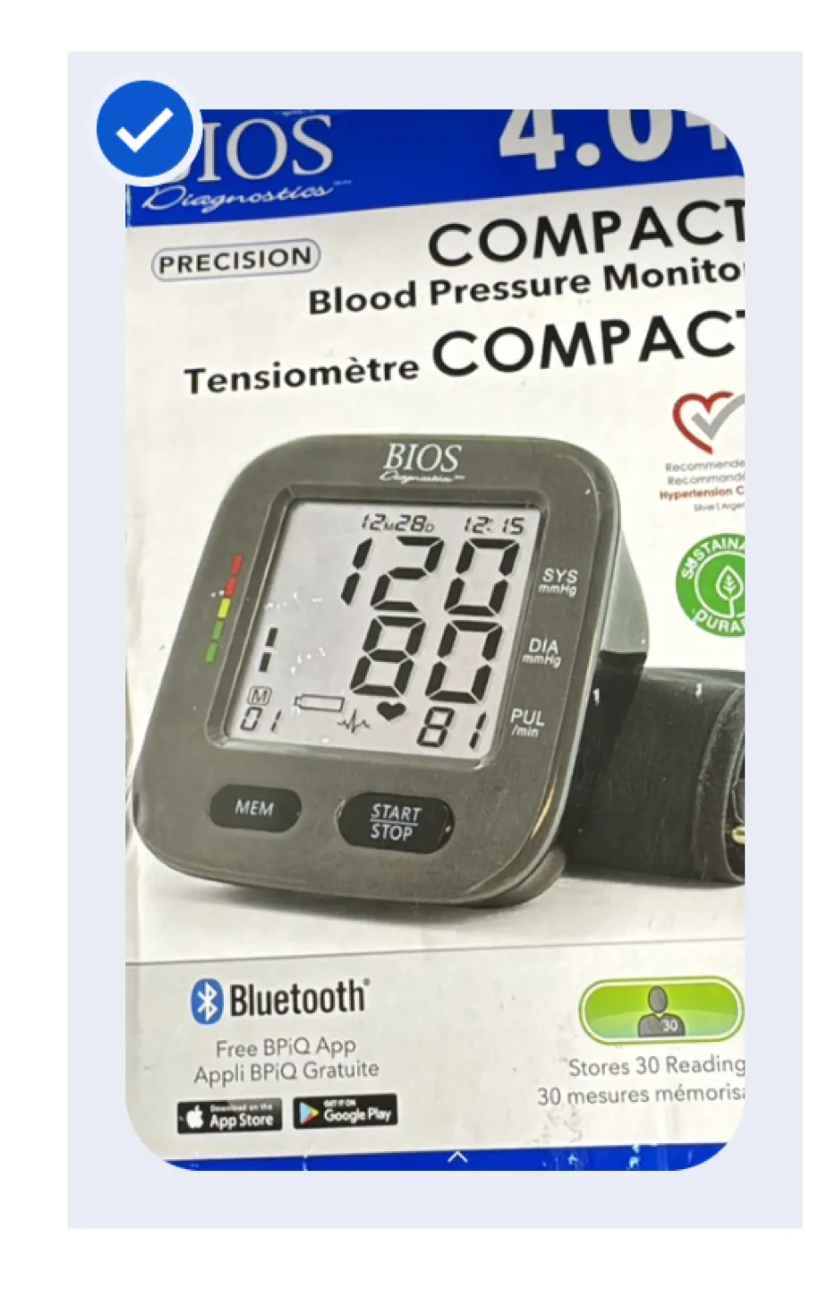BIOS Diagnostics Precision Compact Blood Pressure Monitor thumbnail