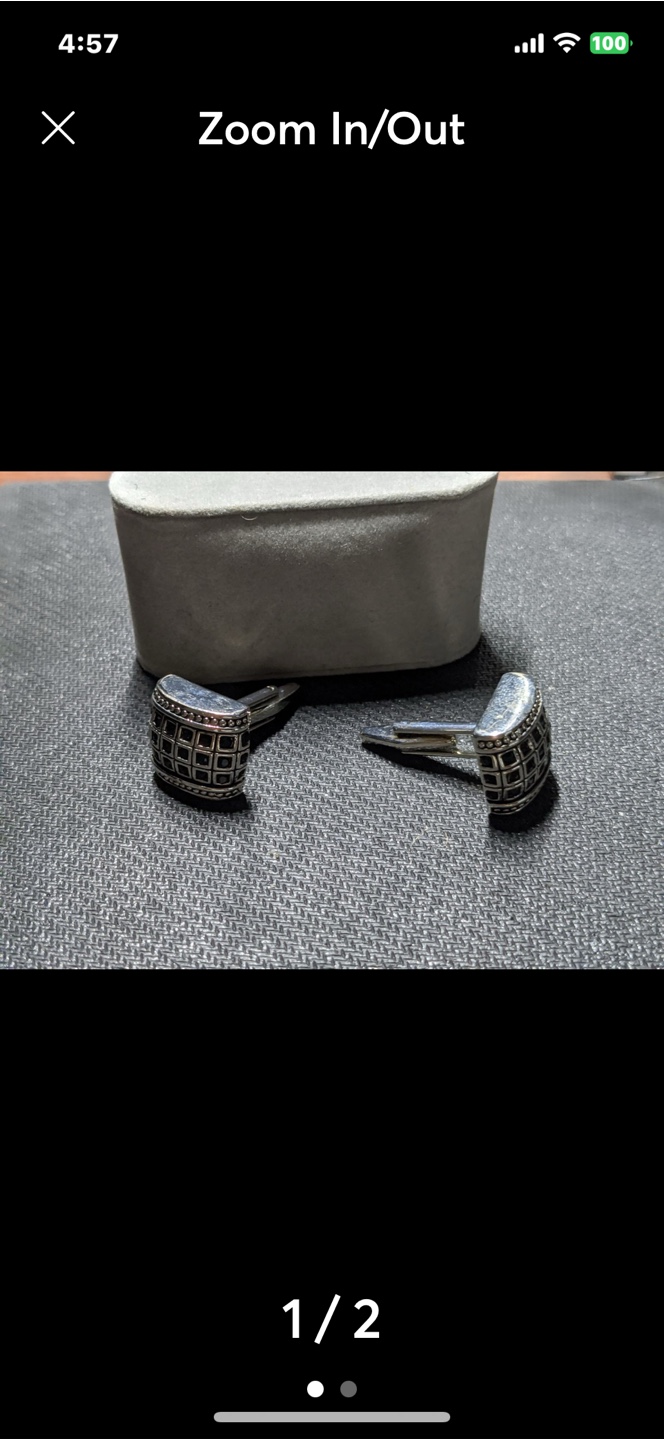 Men's Cufflinks, Silver Tone, Black Accents - photo 2
