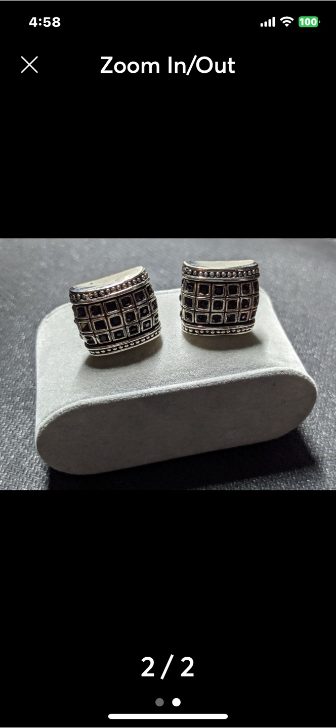 Men's Cufflinks, Silver Tone, Black Accents