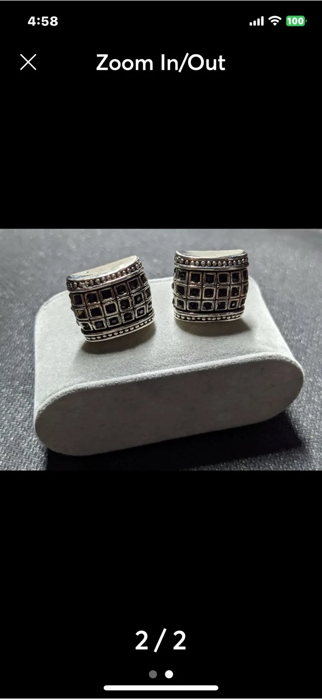Men's Cufflinks, Silver Tone, Black Accents thumbnail