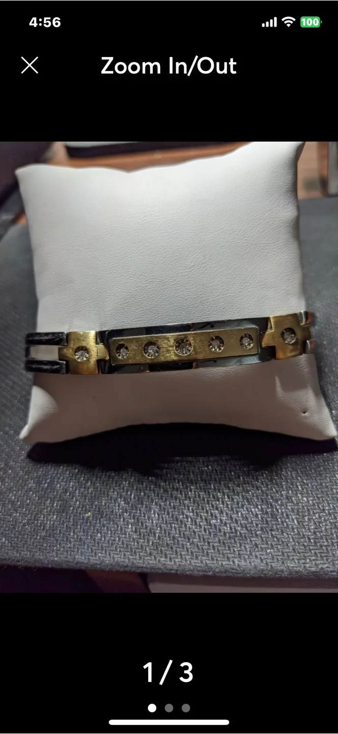 Men's Two-Tone Stainless Steel Bracelet with Cubic Zirconia thumbnail